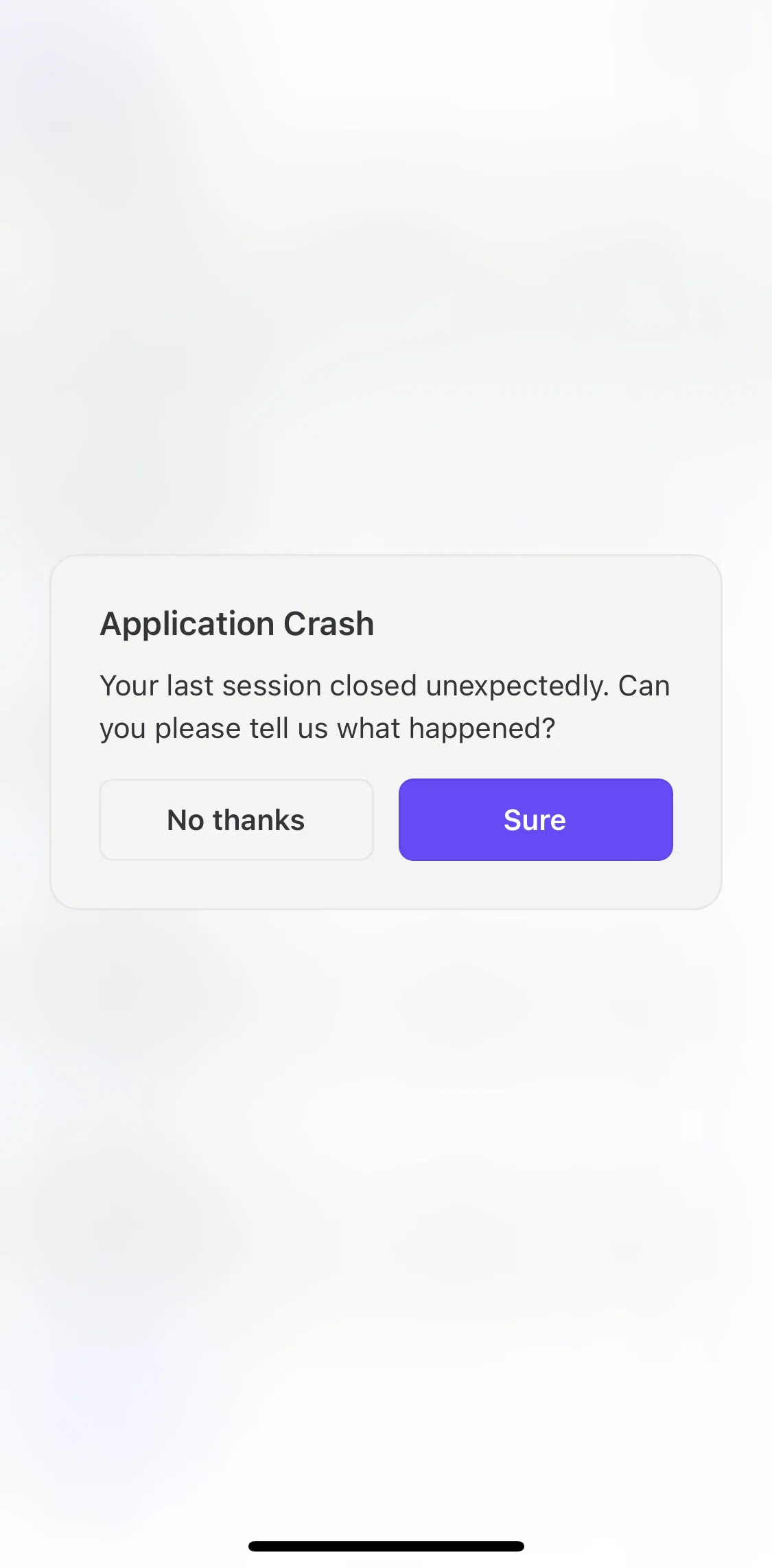Threads Screen screen in the Reporting crash flow