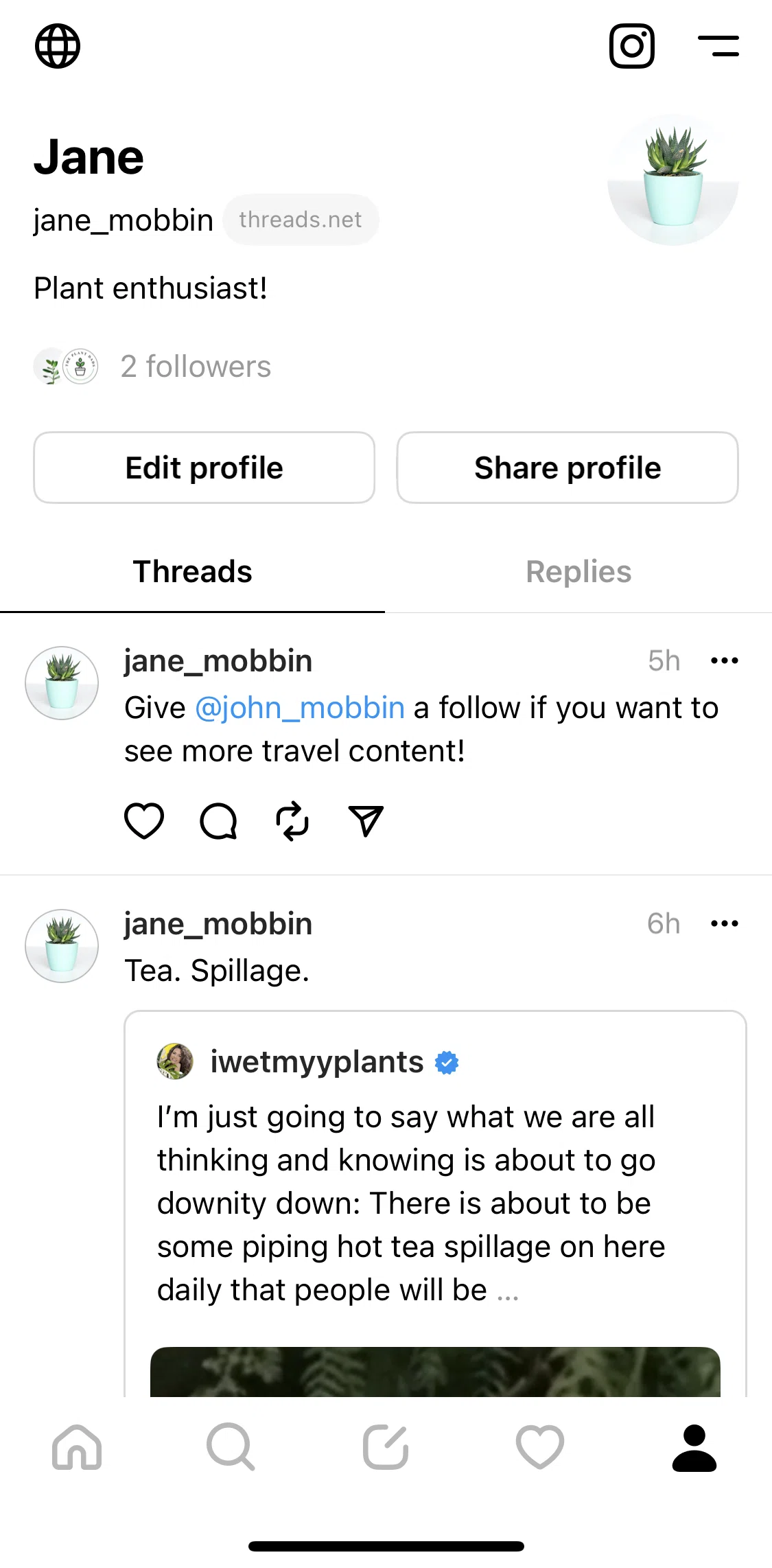 Threads Screen screen in the Privacy settings flow