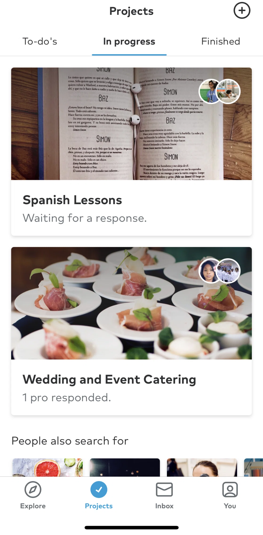 Thumbtack Screen screen in the Project detail flow