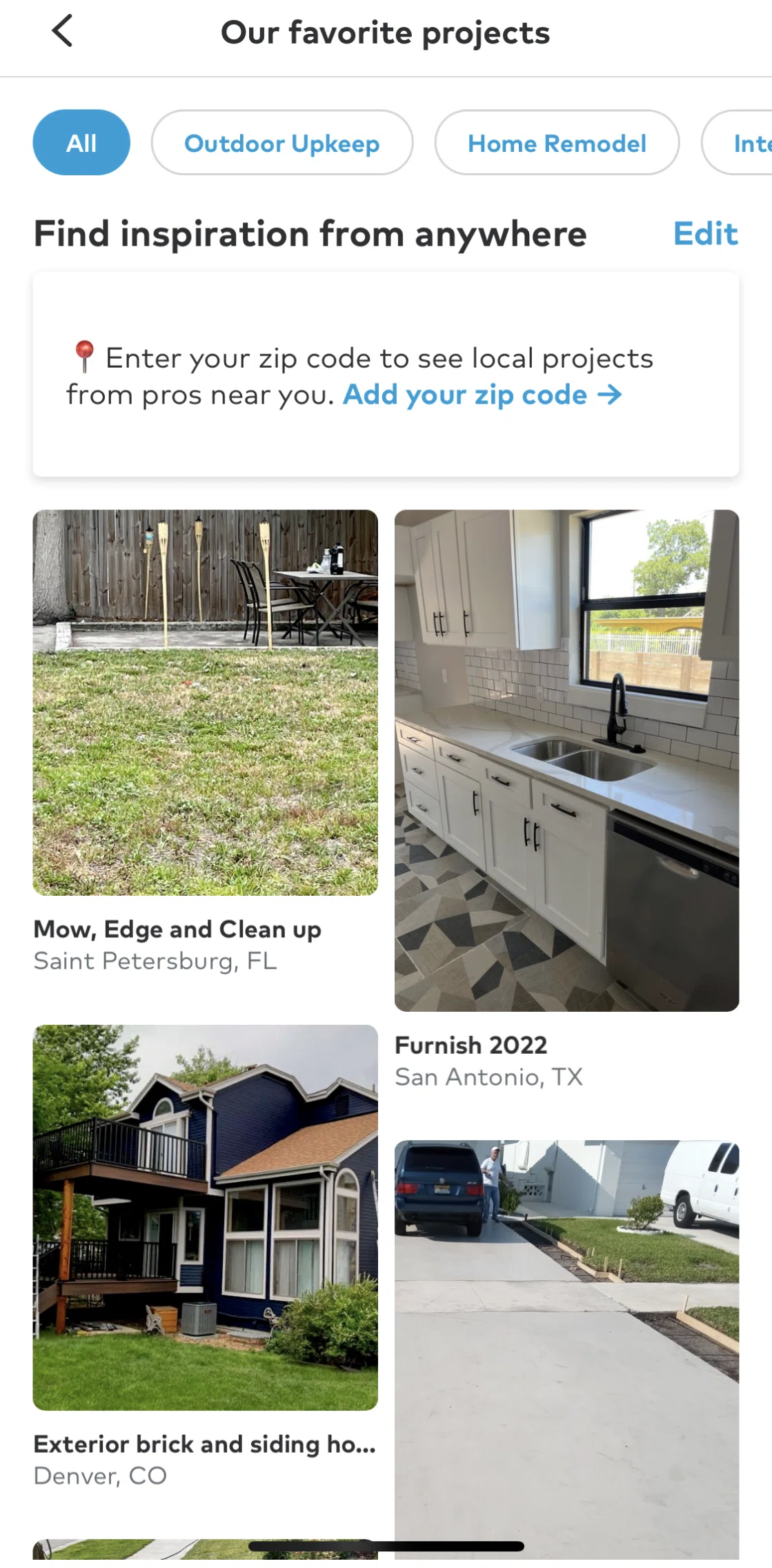 Thumbtack Screen screen in the Setting location flow
