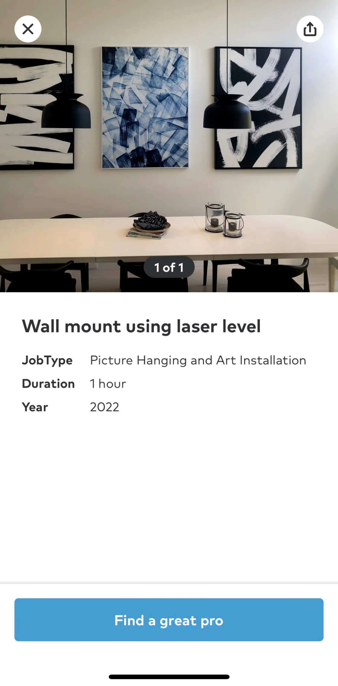 Thumbtack Screen screen in the Sharing a post flow
