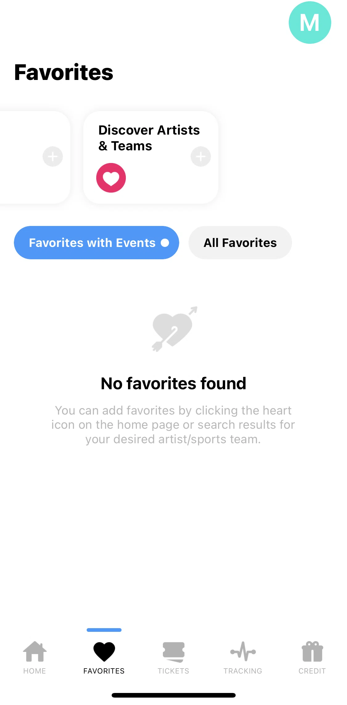 TickPick Screen screen in the Discovering artists & teams flow