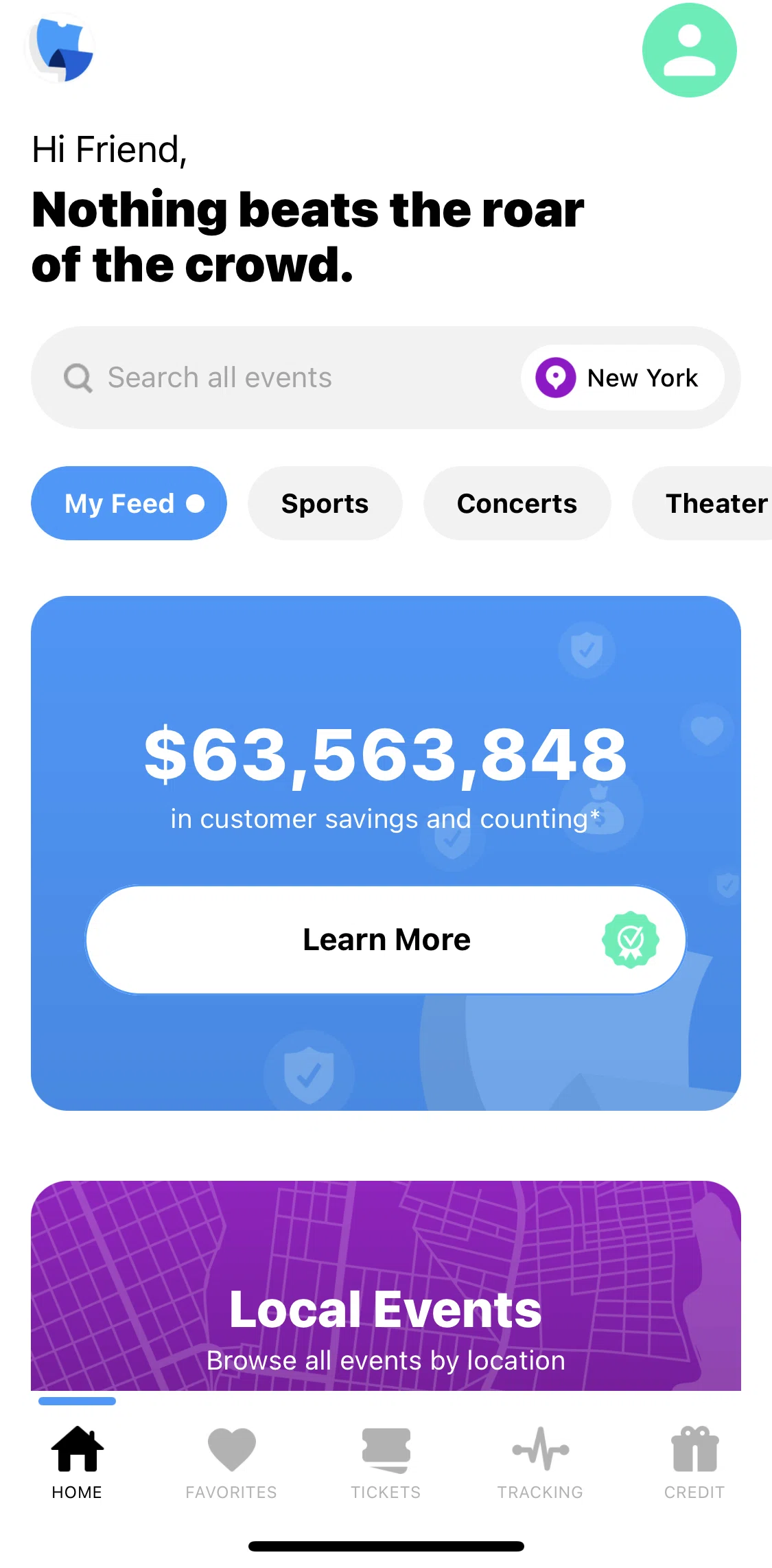 TickPick Screen screen in the Logging in flow