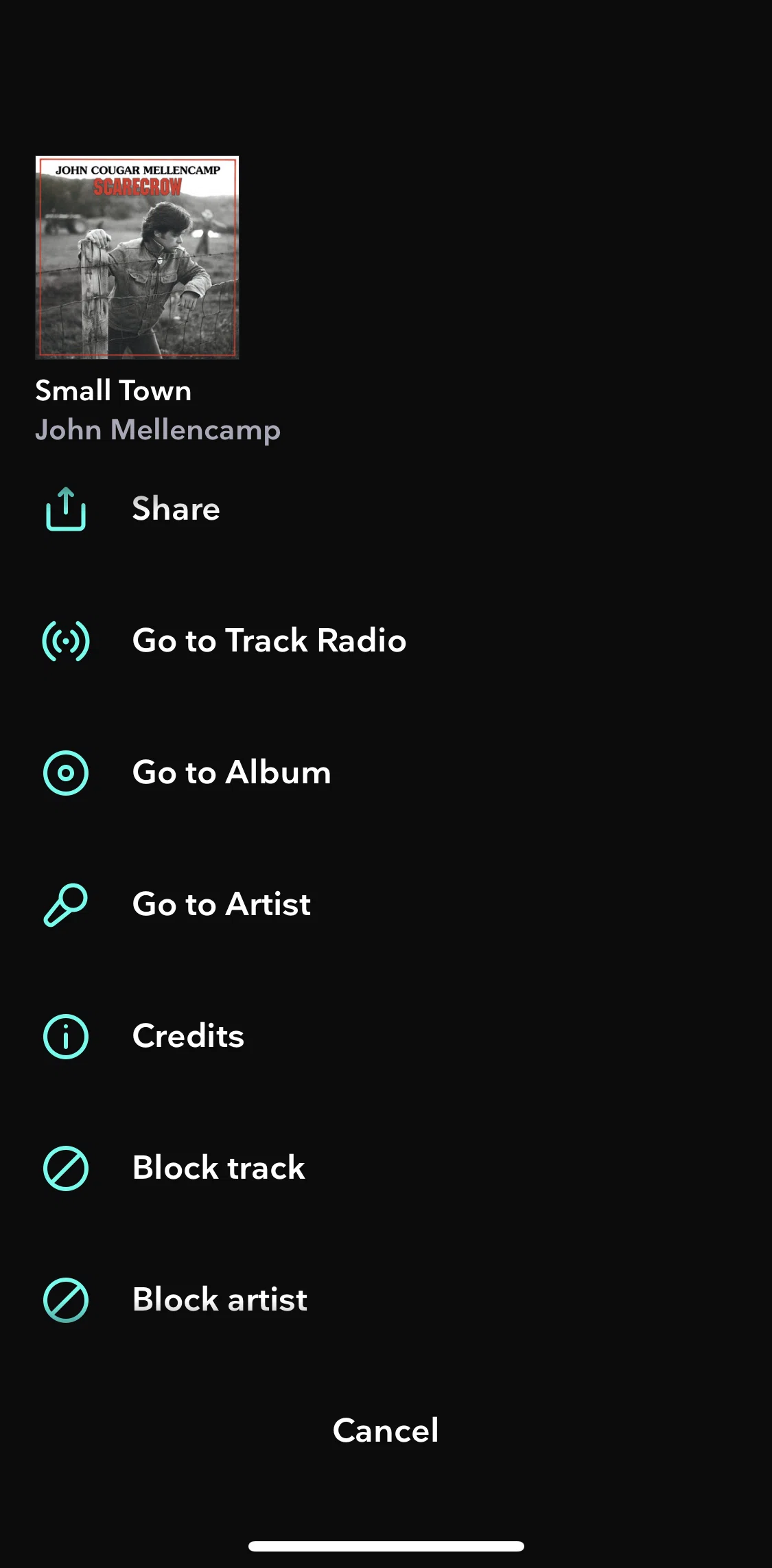 TIDAL Screen screen in the Artist detail flow