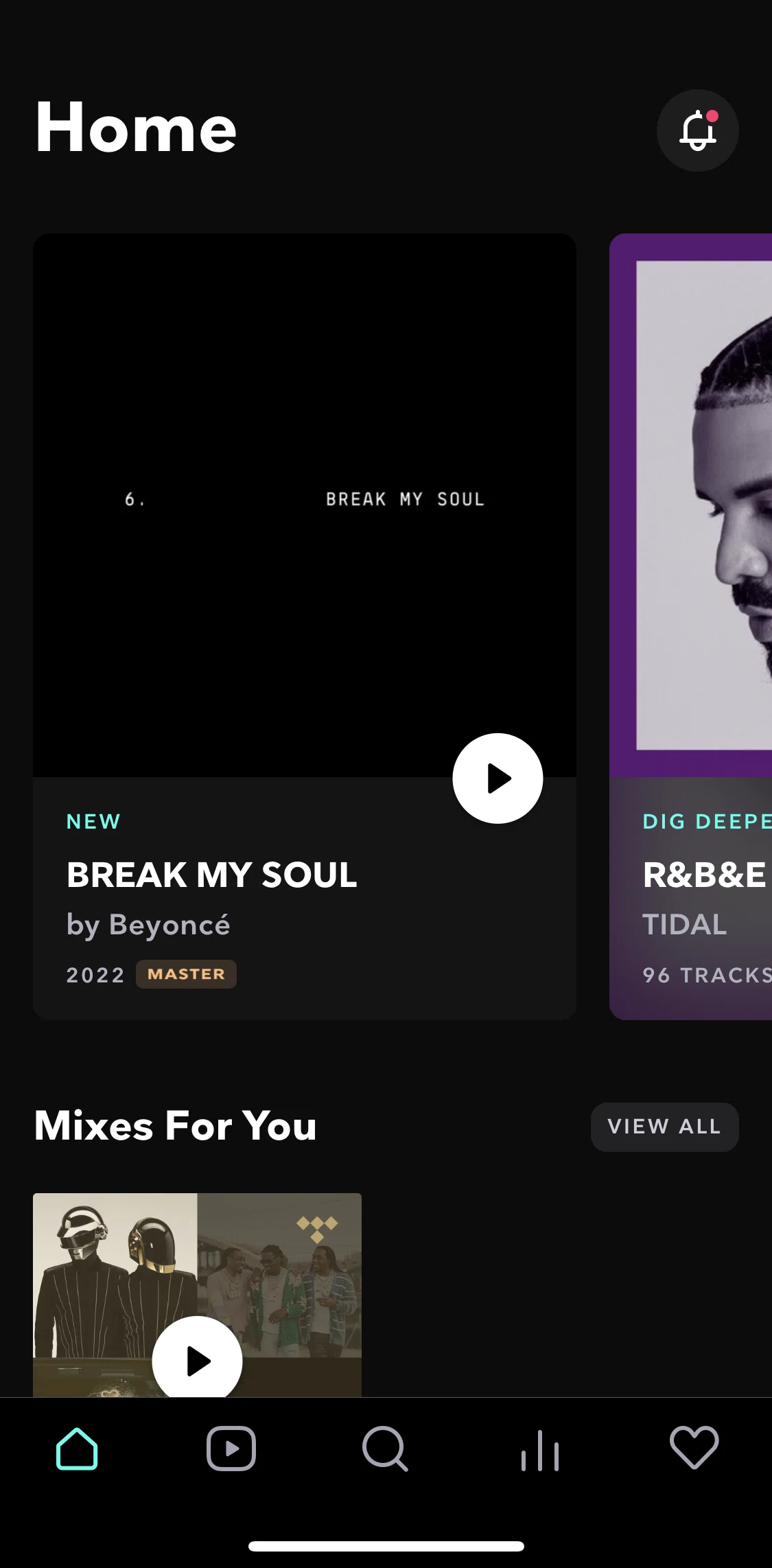 TIDAL Screen screen in the Feed flow
