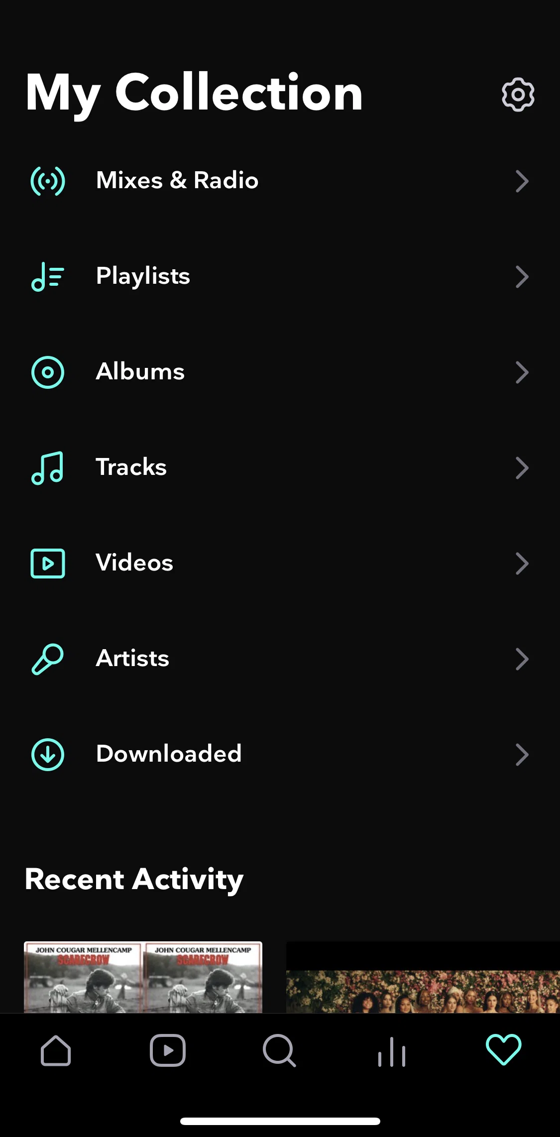 TIDAL Screen screen in the My collection flow