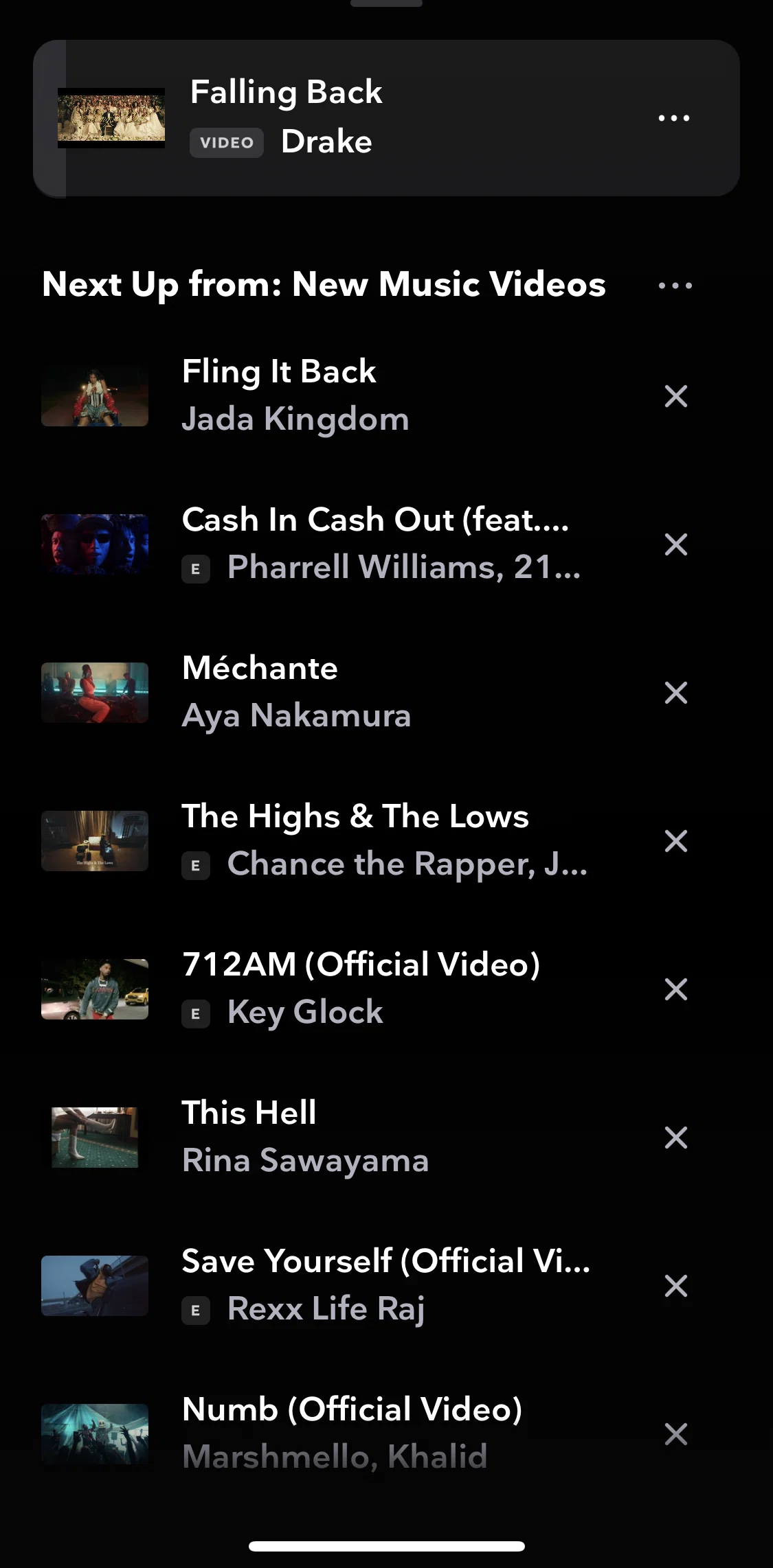 TIDAL Screen screen in the Reordering a queue flow