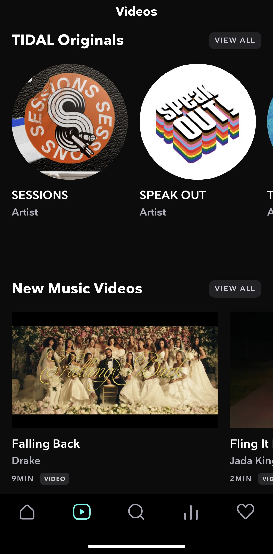 TIDAL Screen screen in the Video detail flow