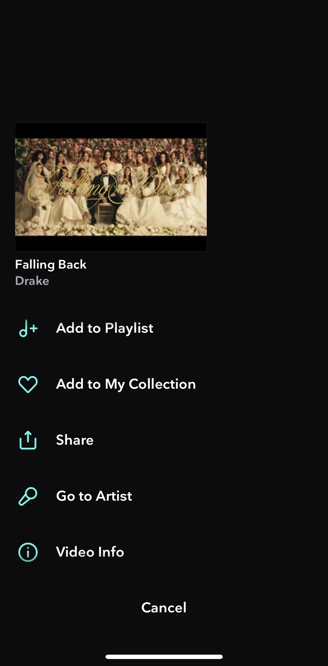 TIDAL Screen screen in the Video info flow
