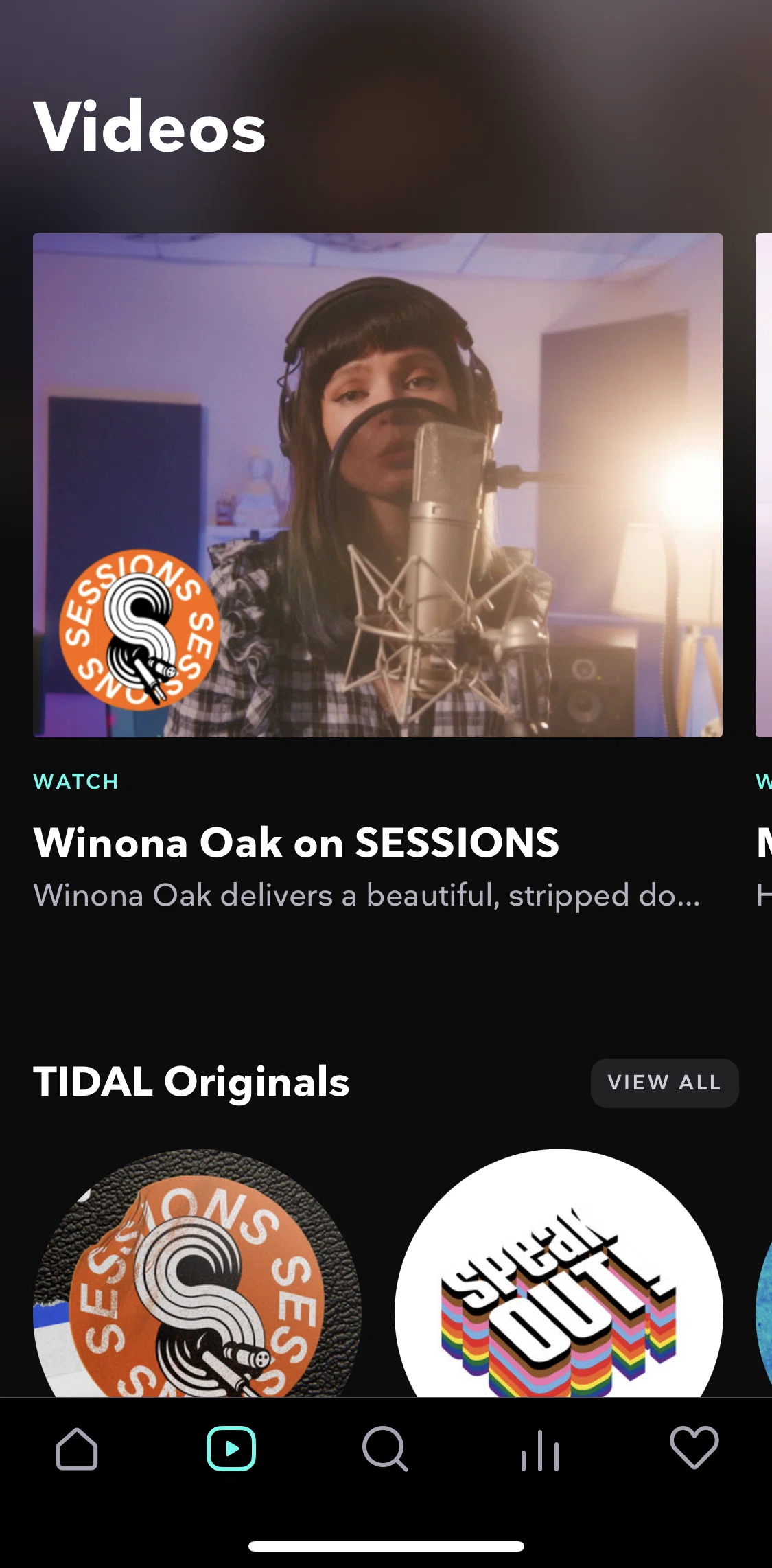 TIDAL Screen screen in the Videos flow