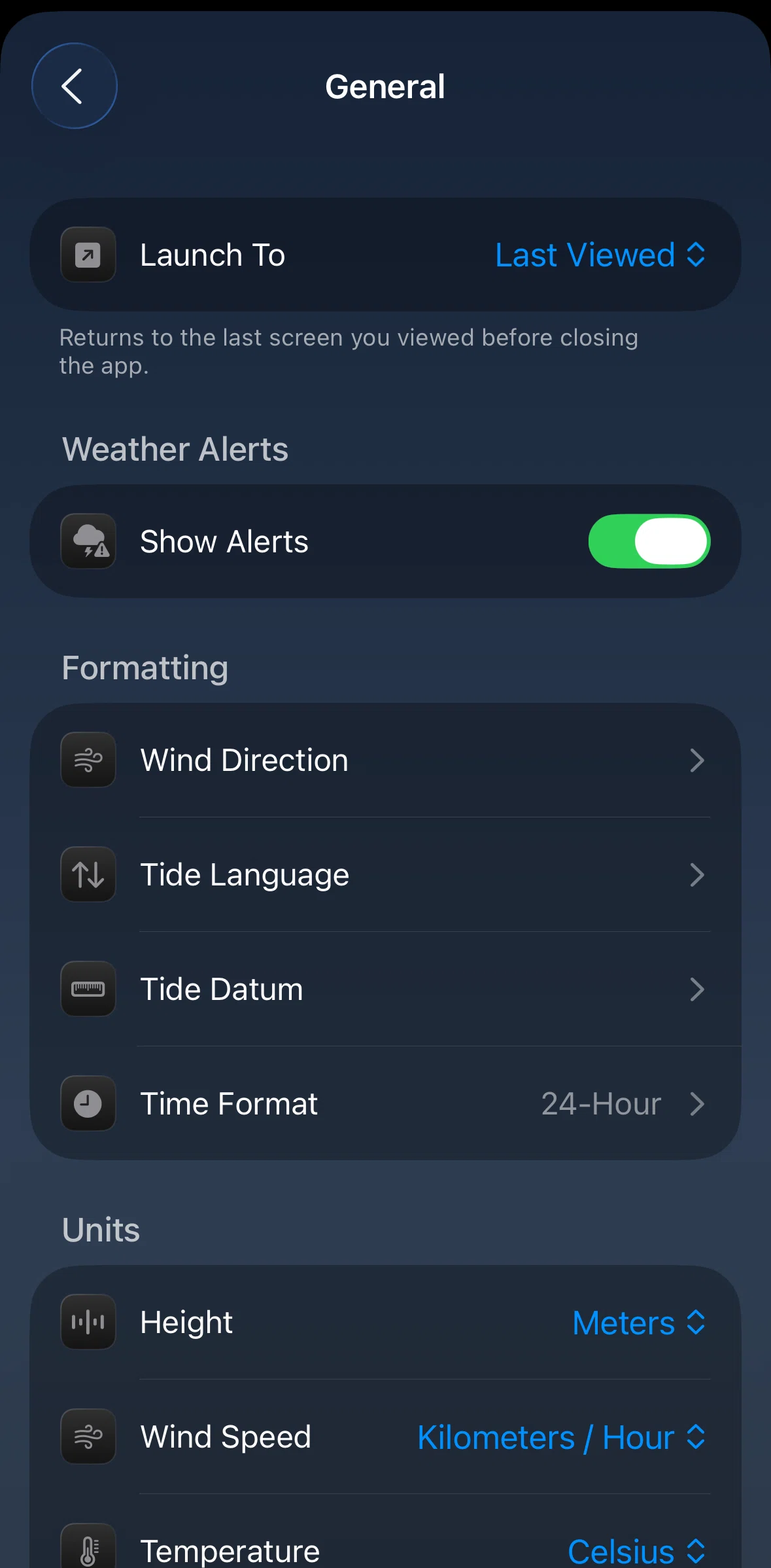 Tide Guide Screen screen in the Changing tide datum flow