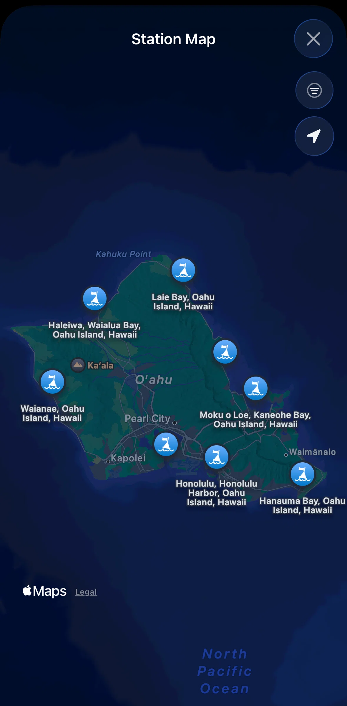 Tide Guide Screen screen in the Filtering stations flow