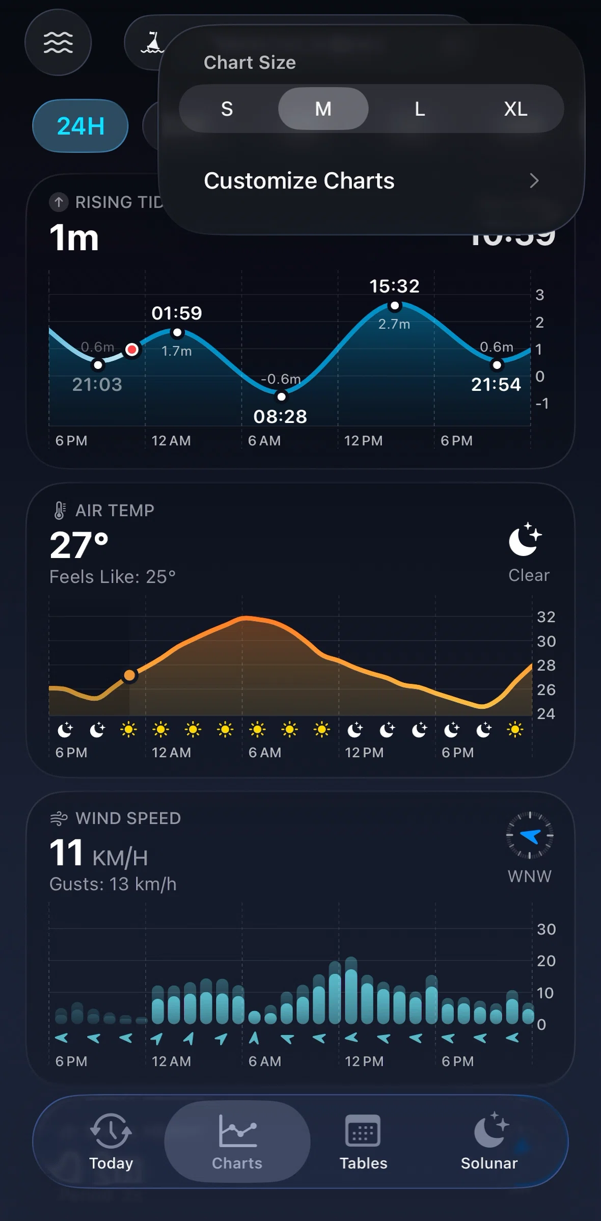 Tide Guide Screen screen in the Hiding time presets flow