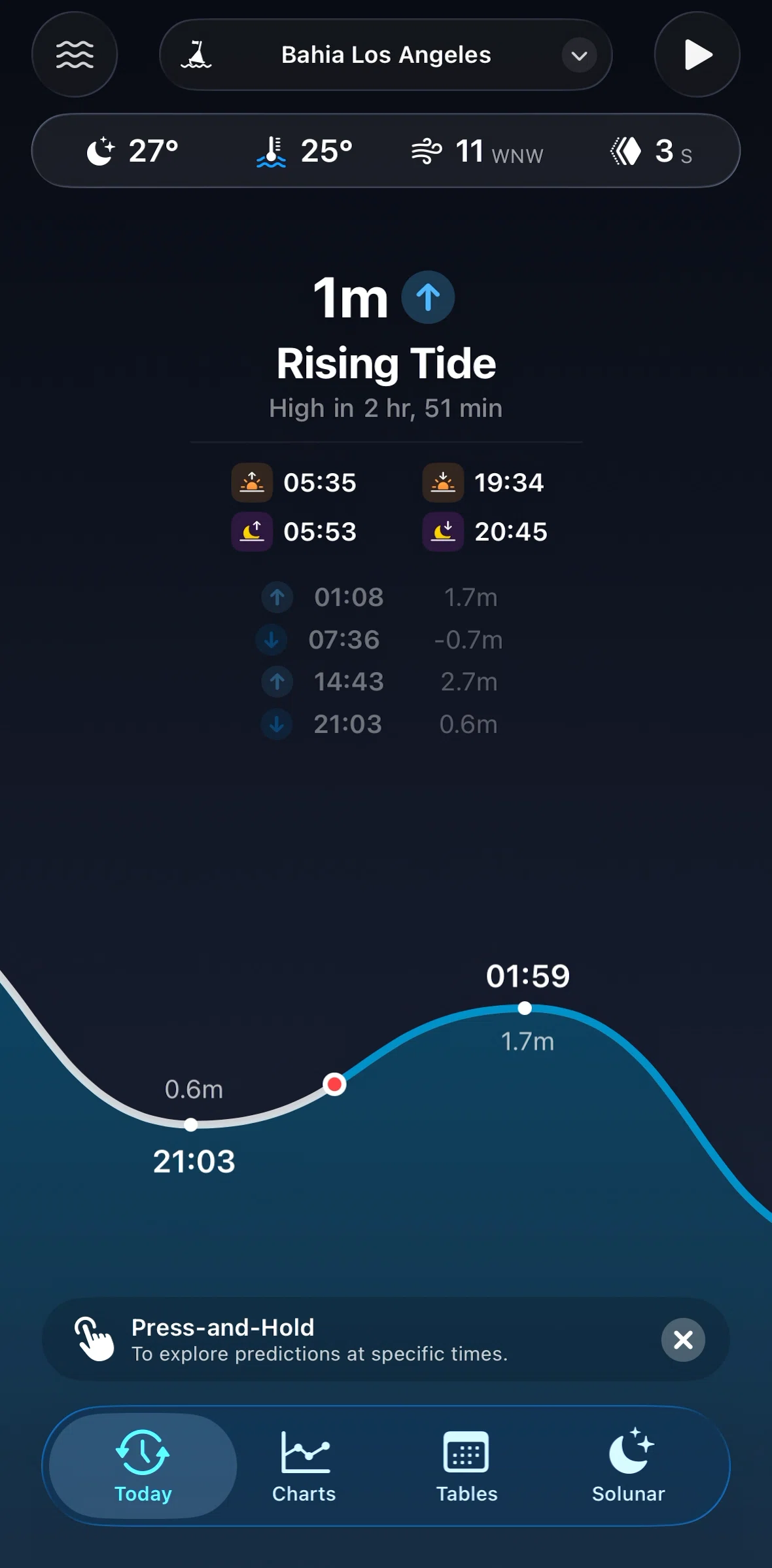 Tide Guide Screen screen in the Starting a Live Activity flow