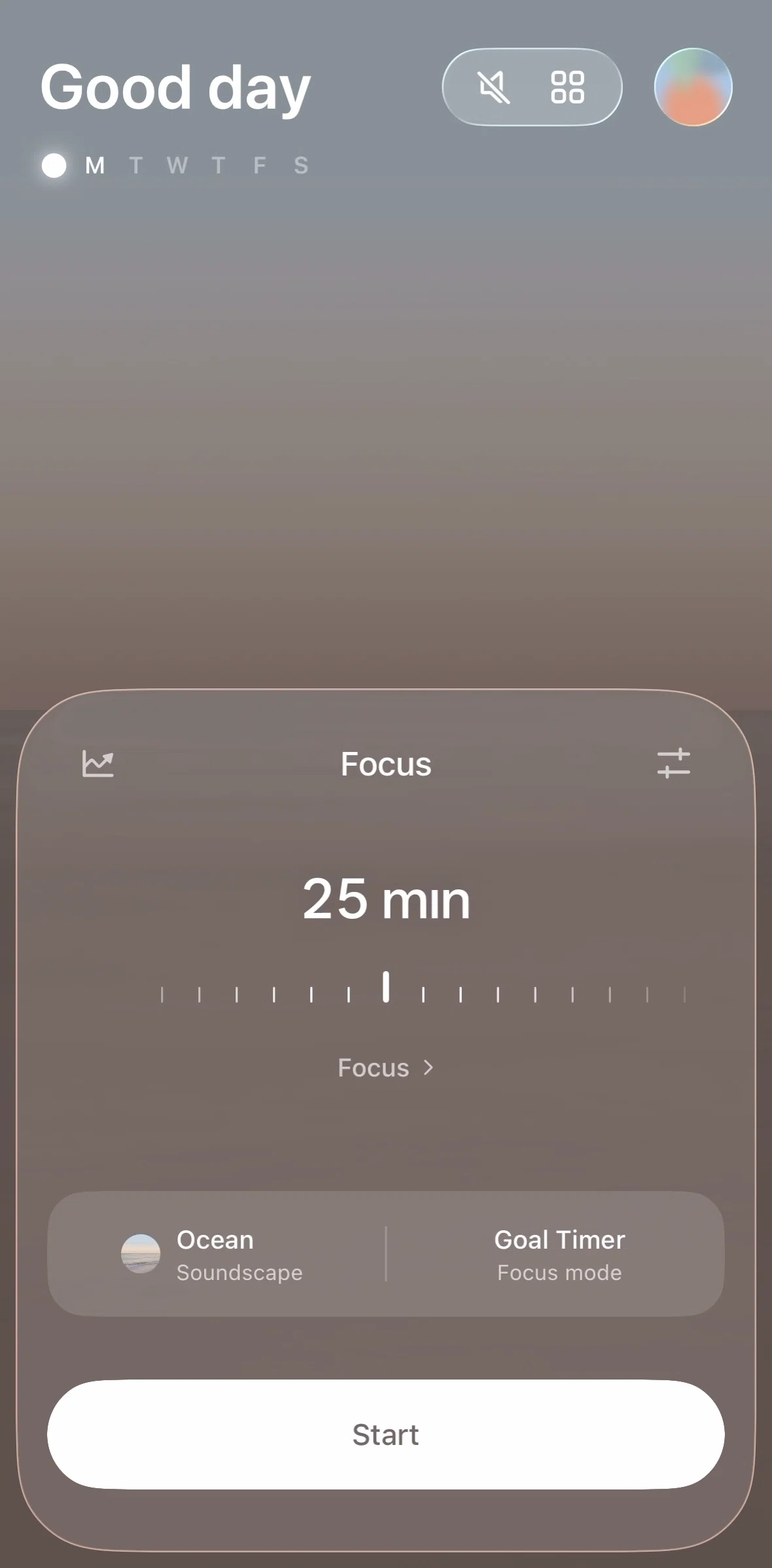 TIDE Screen screen in the Changing focus mode flow