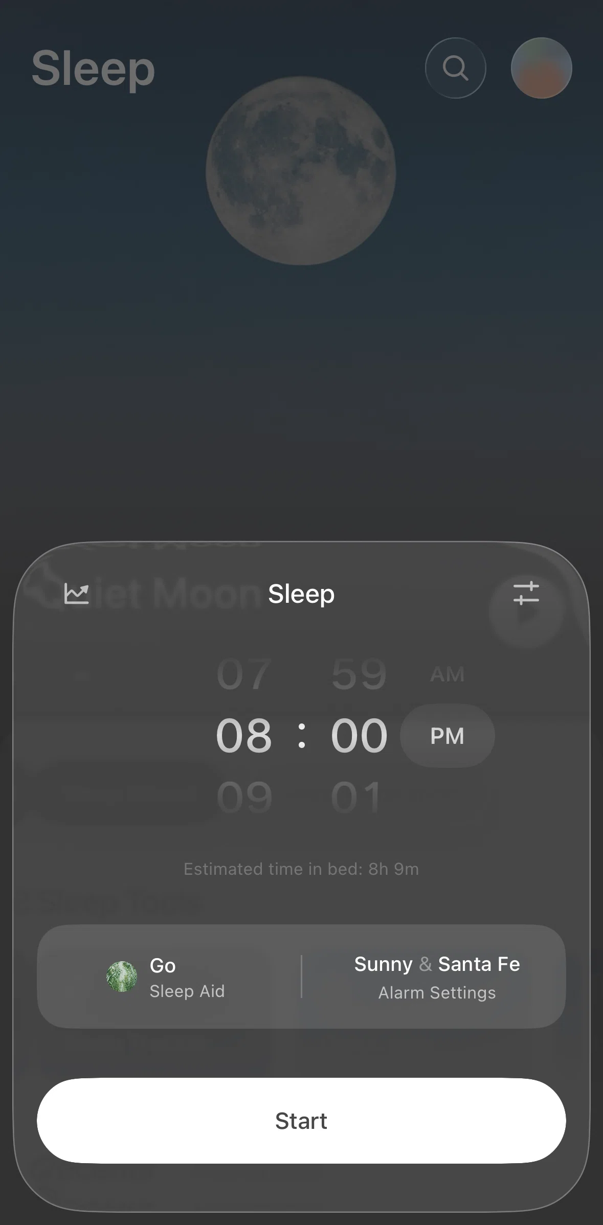 TIDE Screen screen in the Changing sleep aid flow