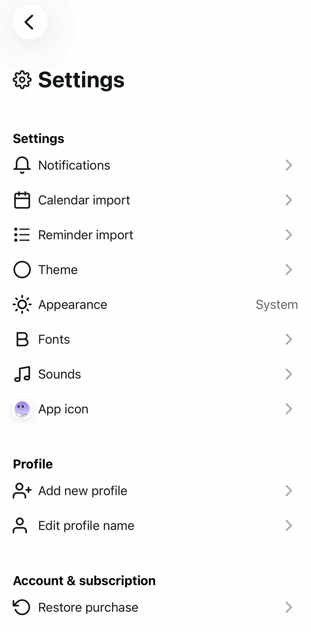 Tiimo Screen screen in the Adding a new profile flow