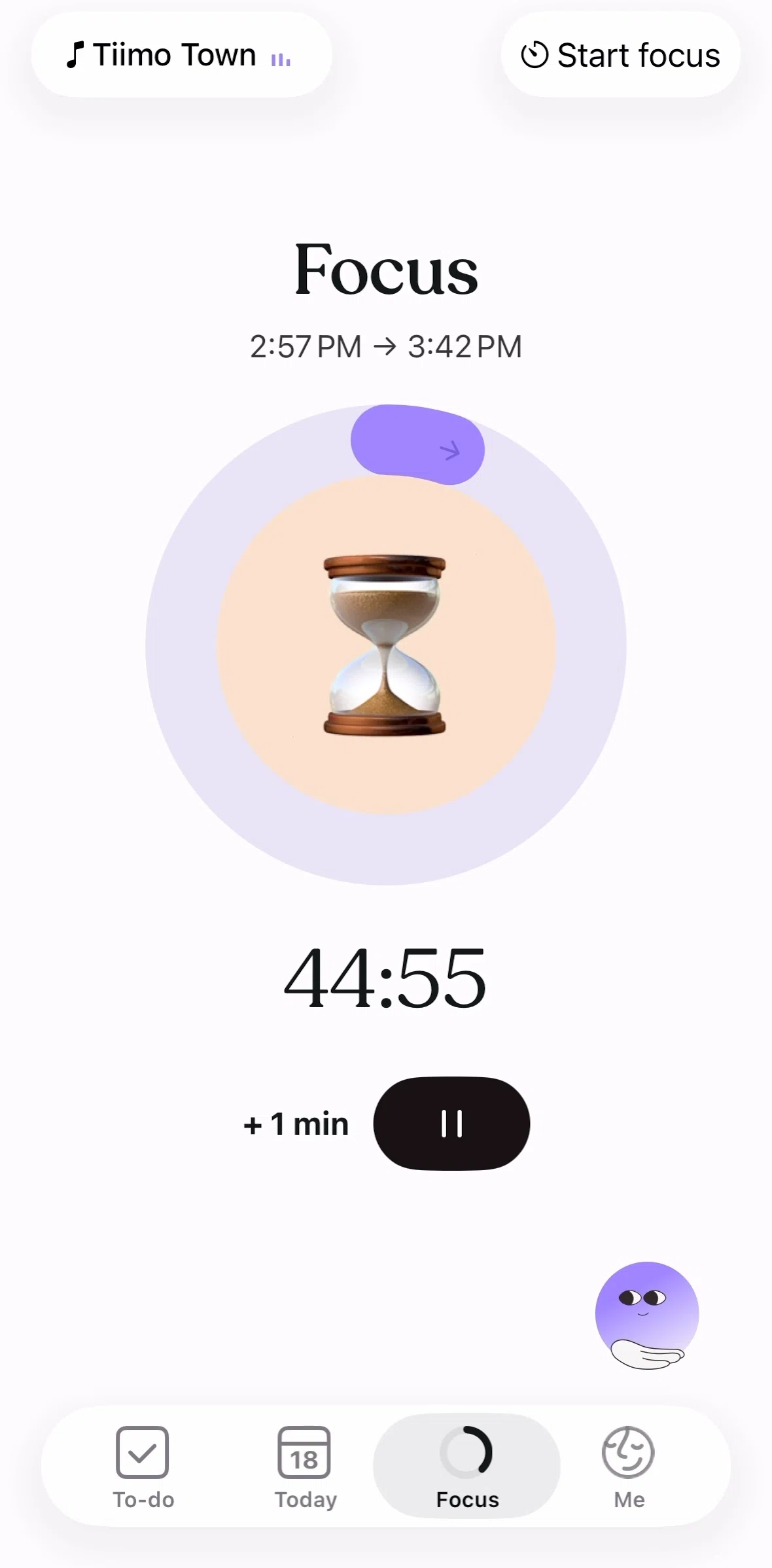 Tiimo Screen screen in the Adding duration flow