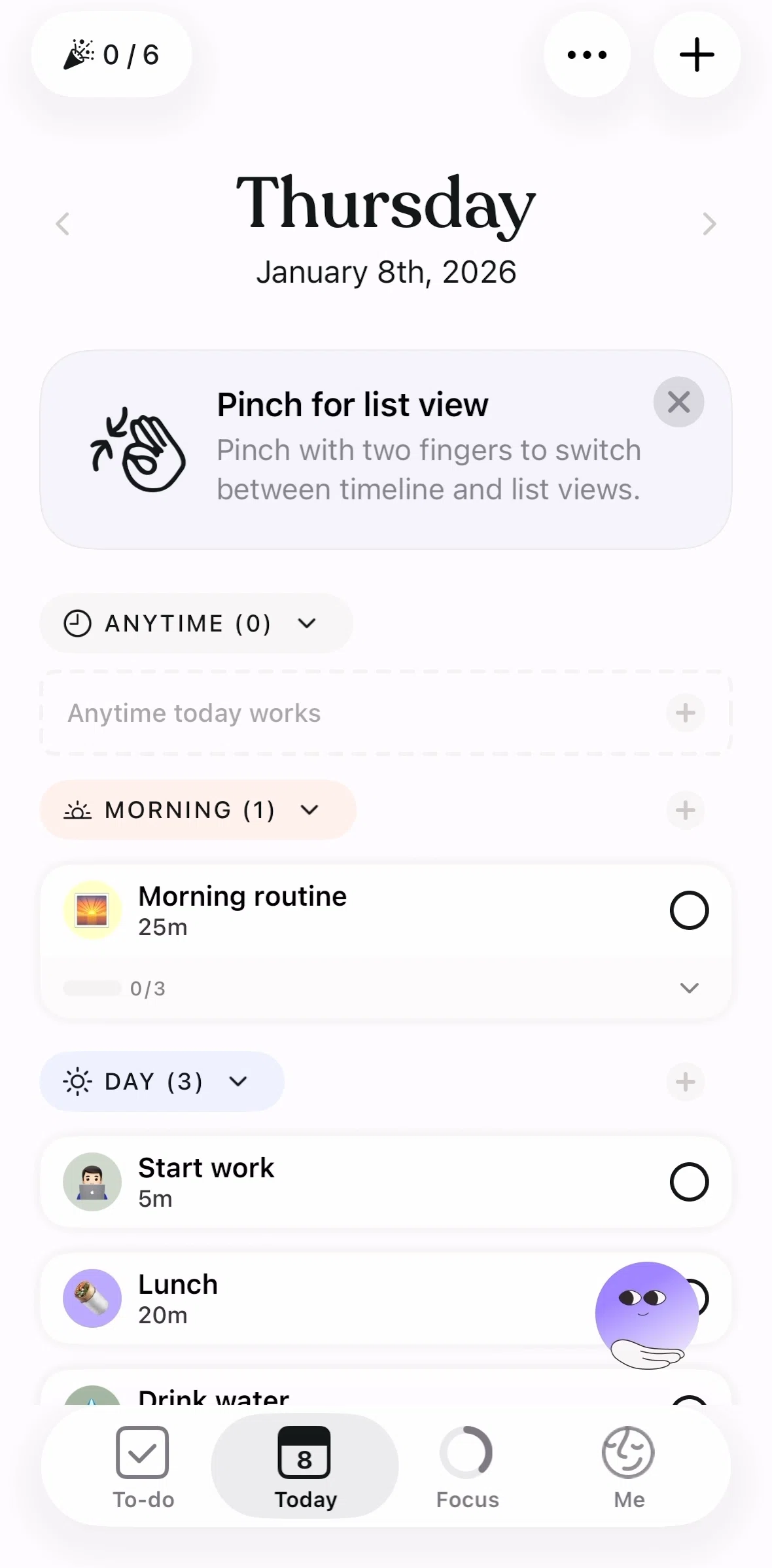 Tiimo Screen screen in the Home flow