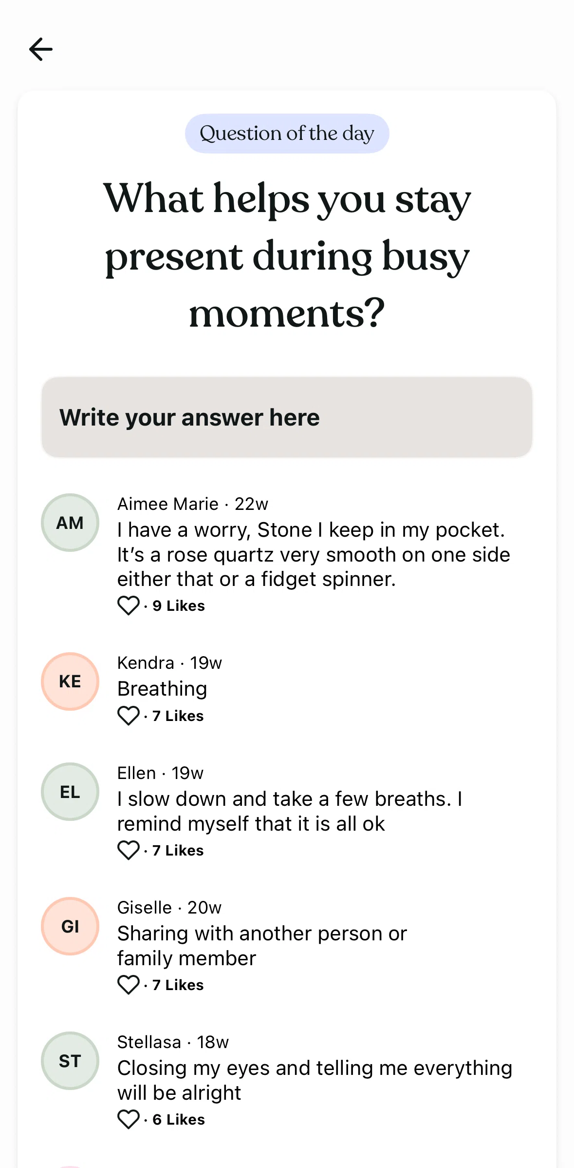 Tiimo Screen screen in the Liking a comment flow