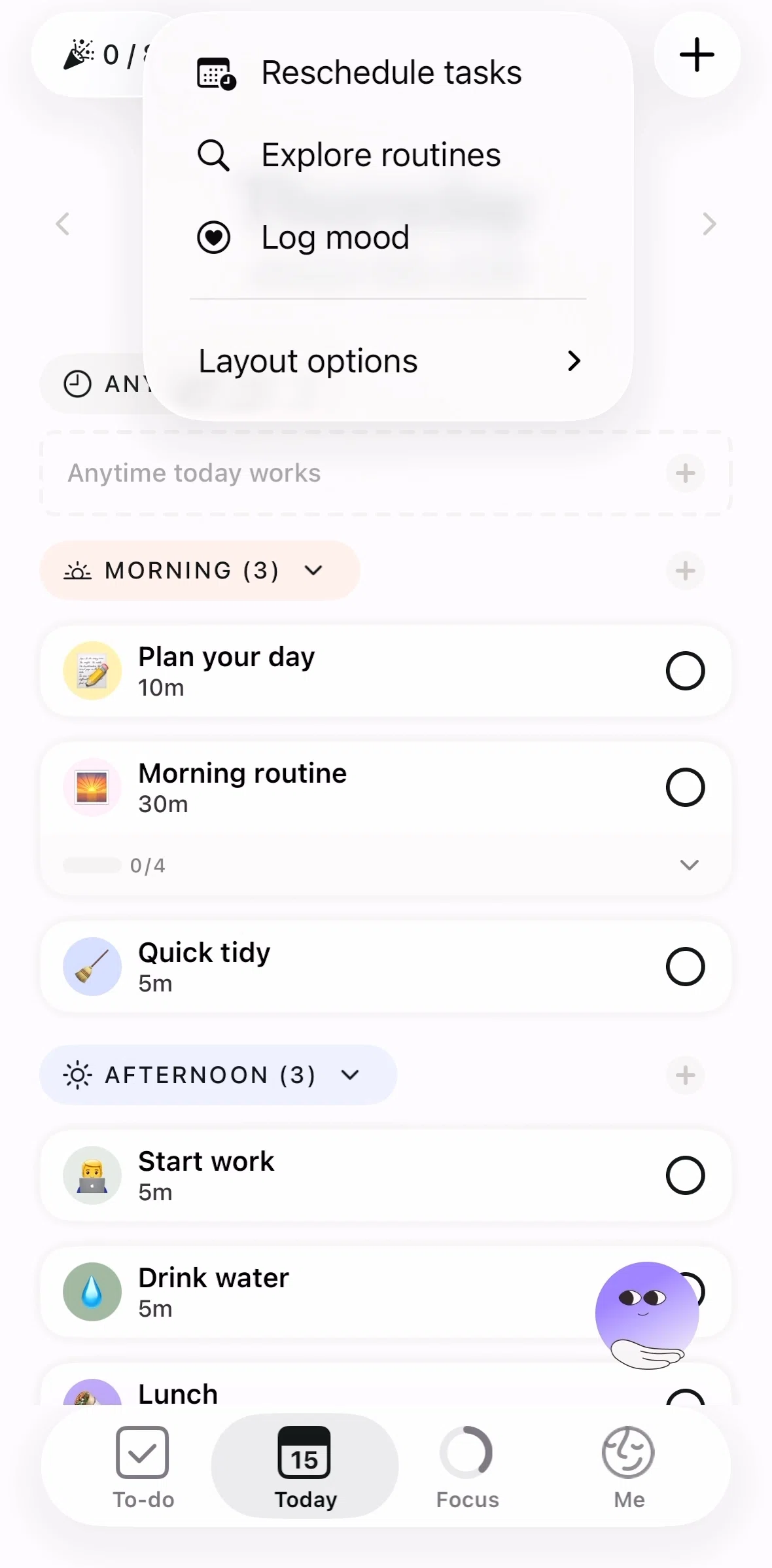 Tiimo Screen screen in the Searching routines flow