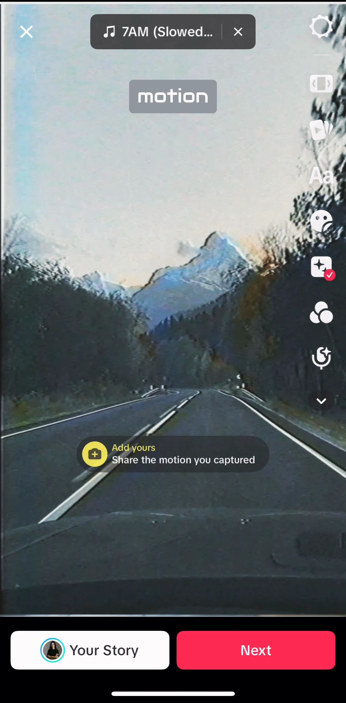 Tiktok Screen 1 screen in the Adding a filter flow
