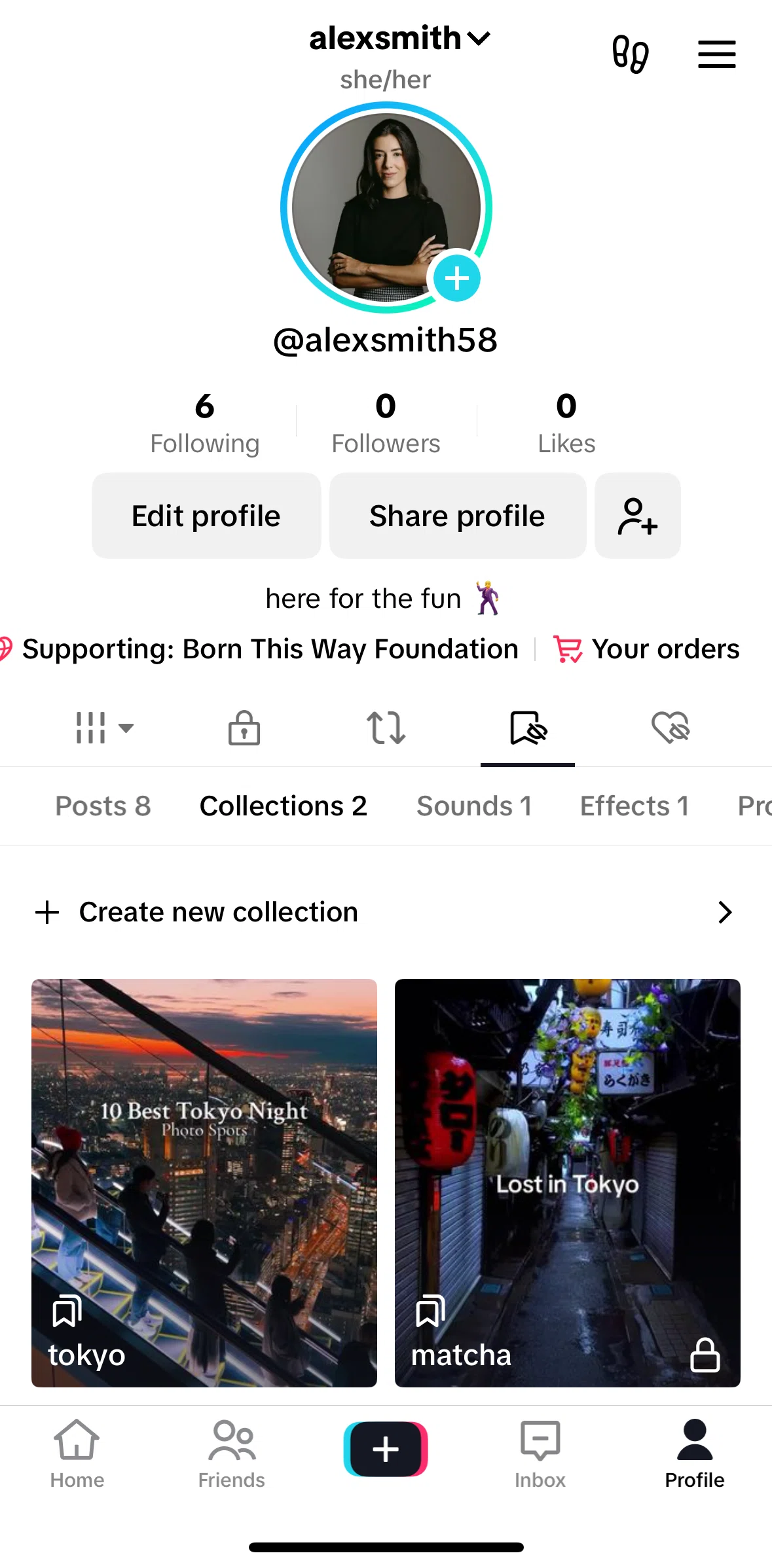 Tiktok Screen 1 screen in the Adding a video to a collection flow