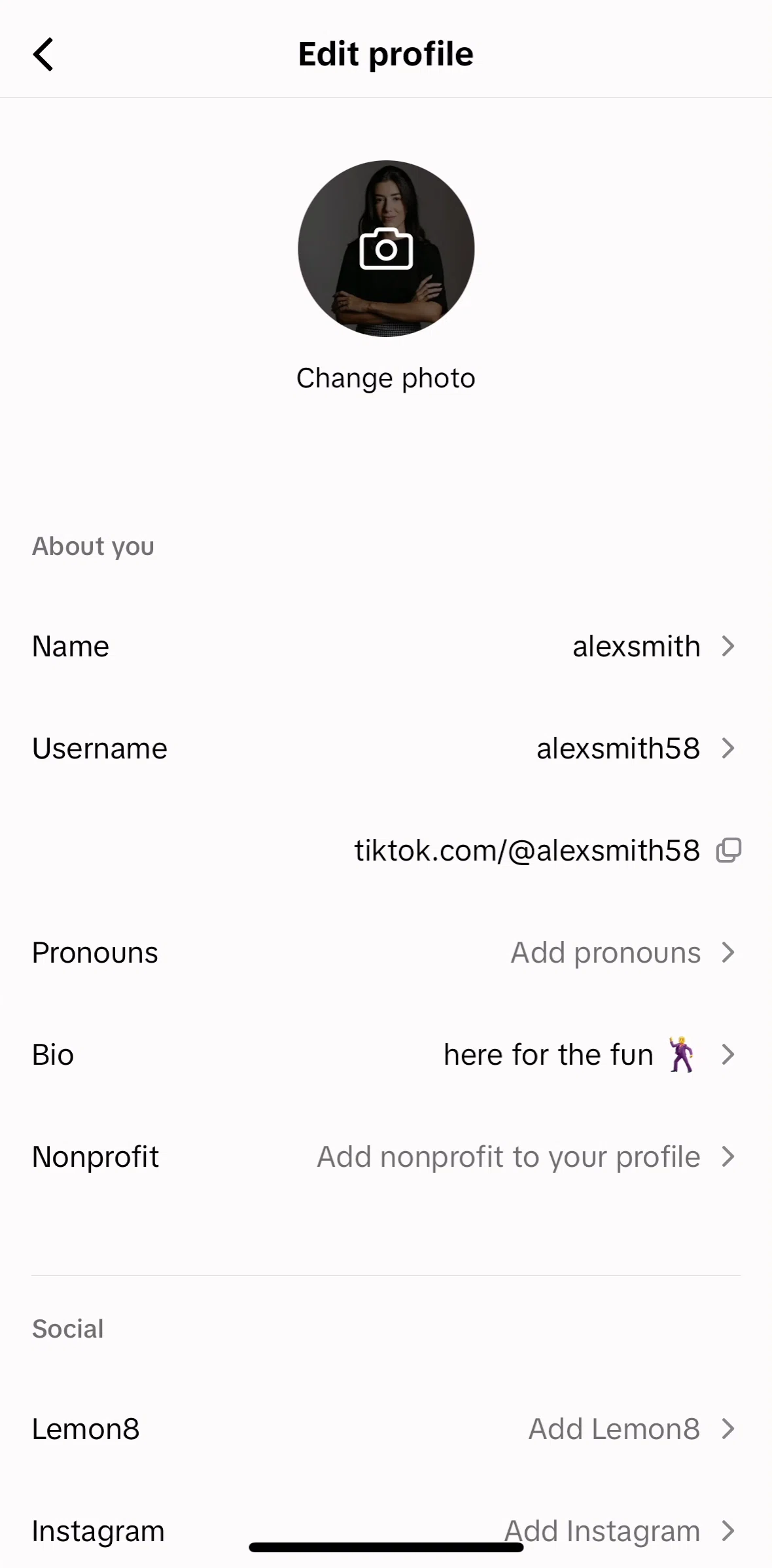 Tiktok Screen 1 screen in the Adding nonprofit organization flow