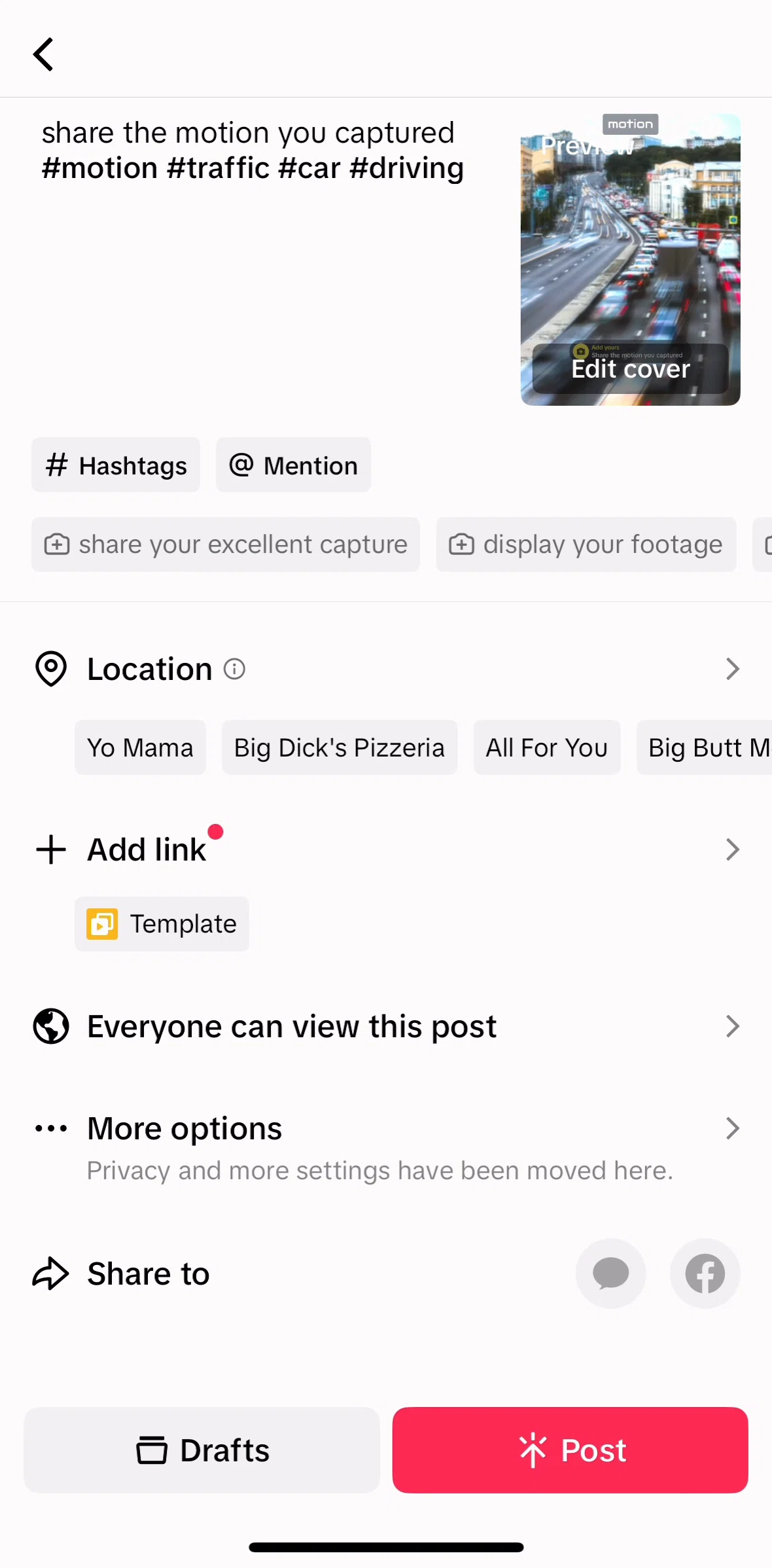 Tiktok Screen 1 screen in the Editing video cover flow