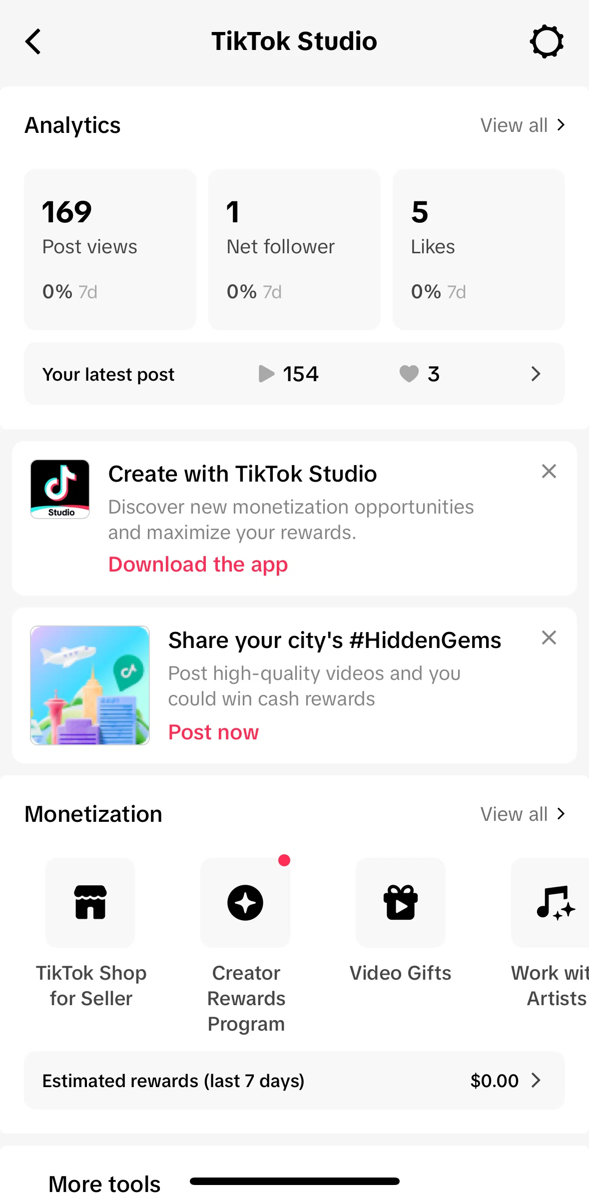 Tiktok Screen 1 screen in the Monetization flow