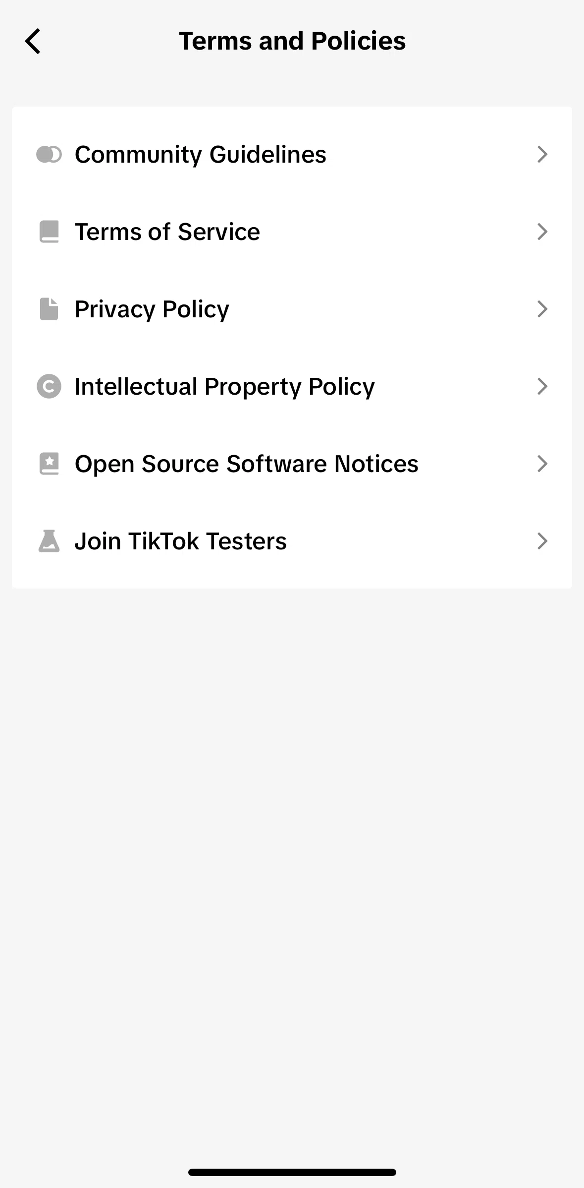 Tiktok Screen 1 screen in the Privacy policy flow