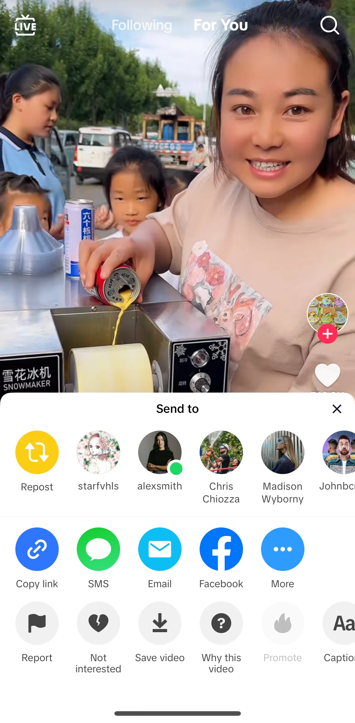 Tiktok Screen 1 screen in the Reporting a video flow