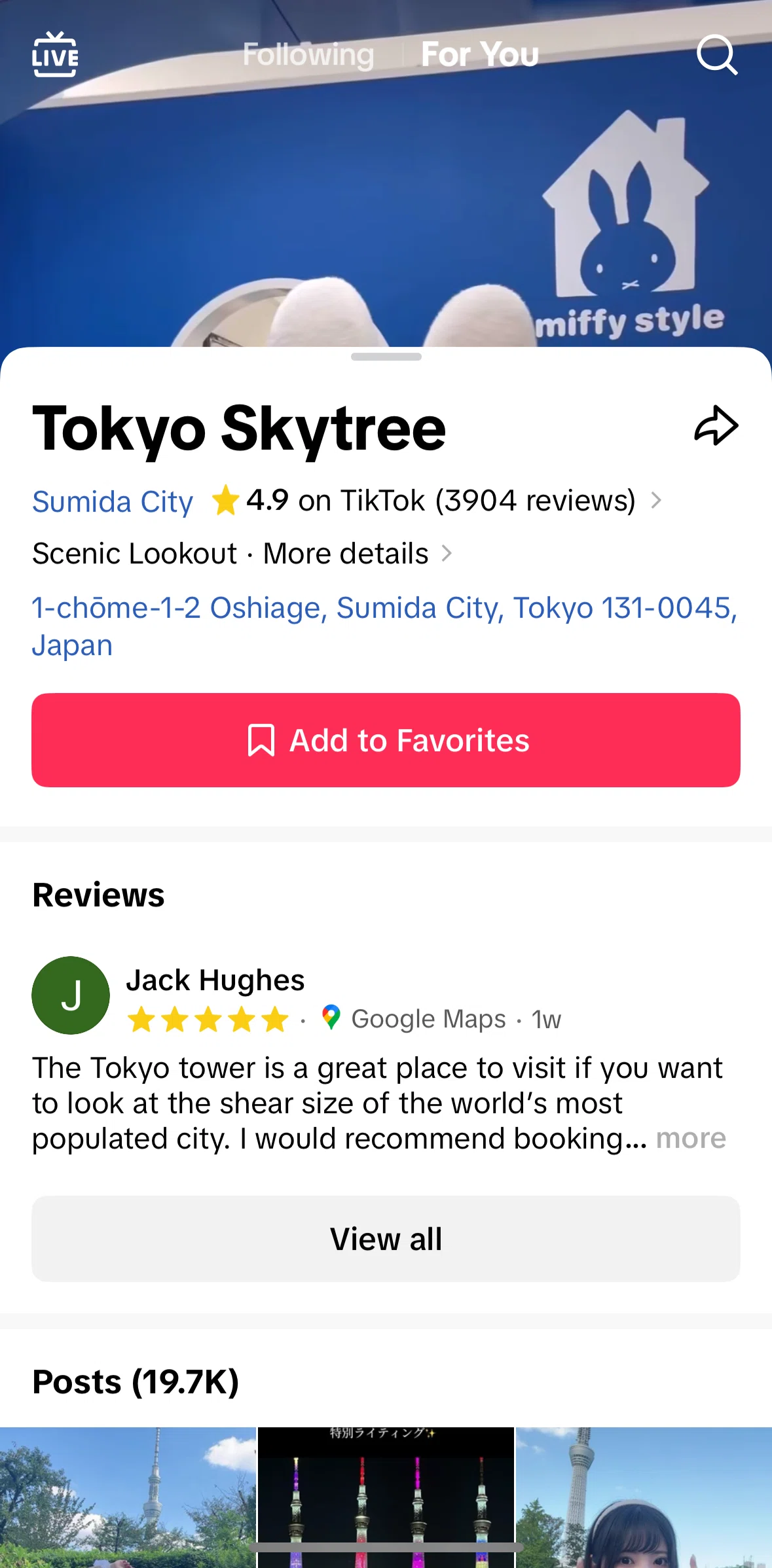 Tiktok Screen 1 screen in the Reviews (location) flow