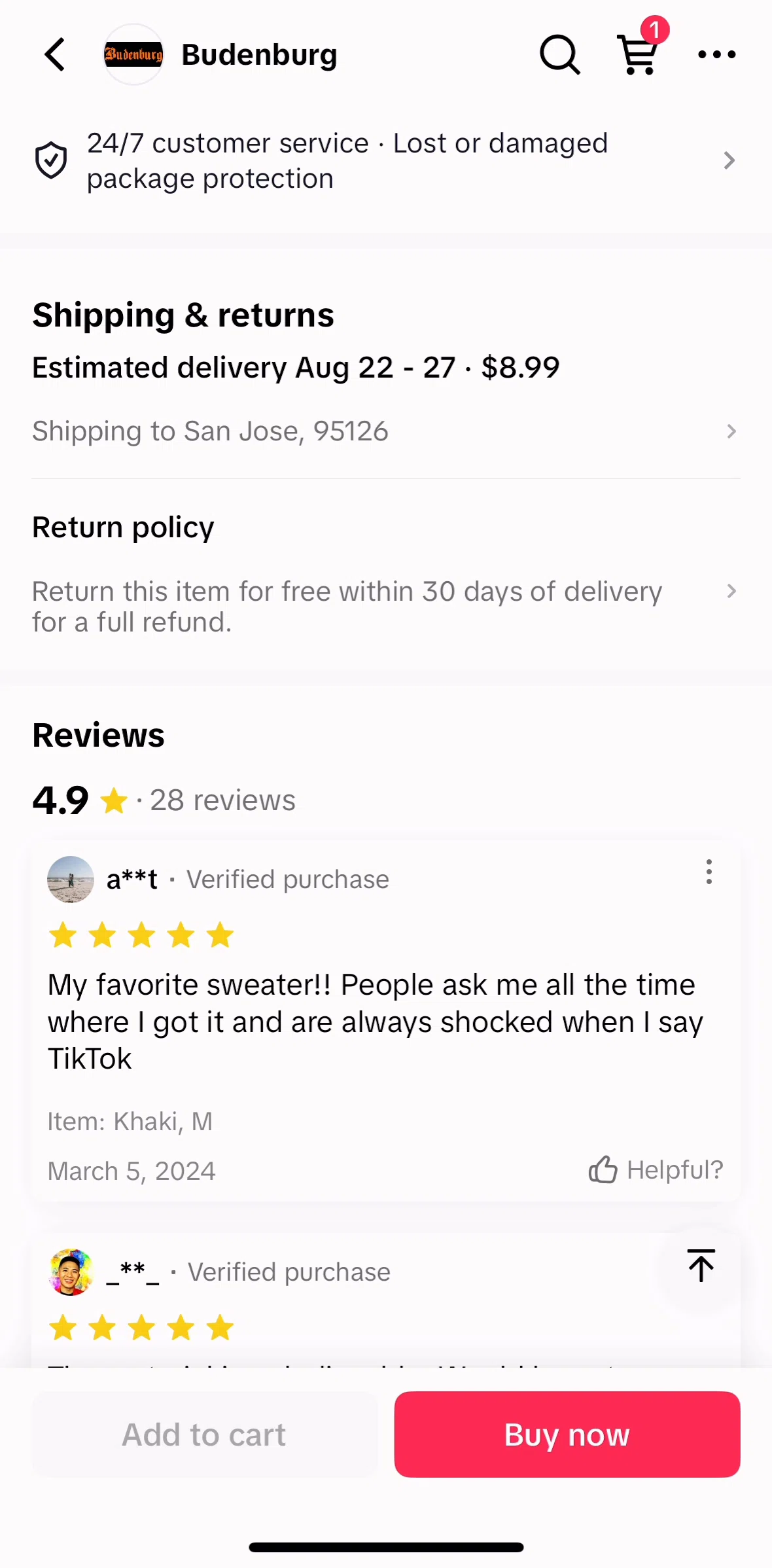 Tiktok Screen 1 screen in the Reviews flow