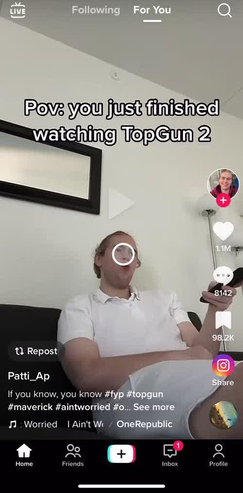 Tiktok Home screen in the Sharing A Video flow