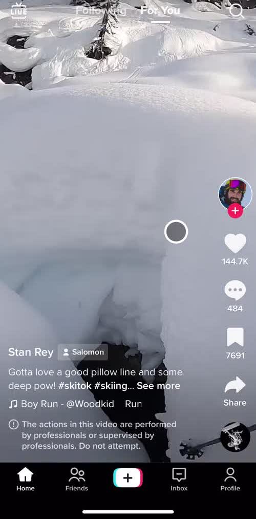 Tiktok Home screen in the Sharing flow