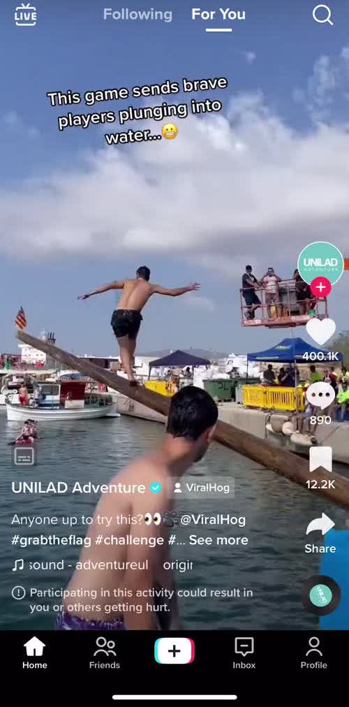 Tiktok Home screen in the Updating Your Profile flow