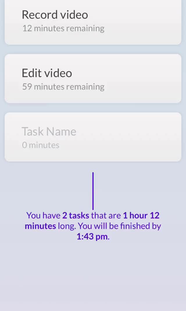 Time Screen screen in the Creating A Task flow