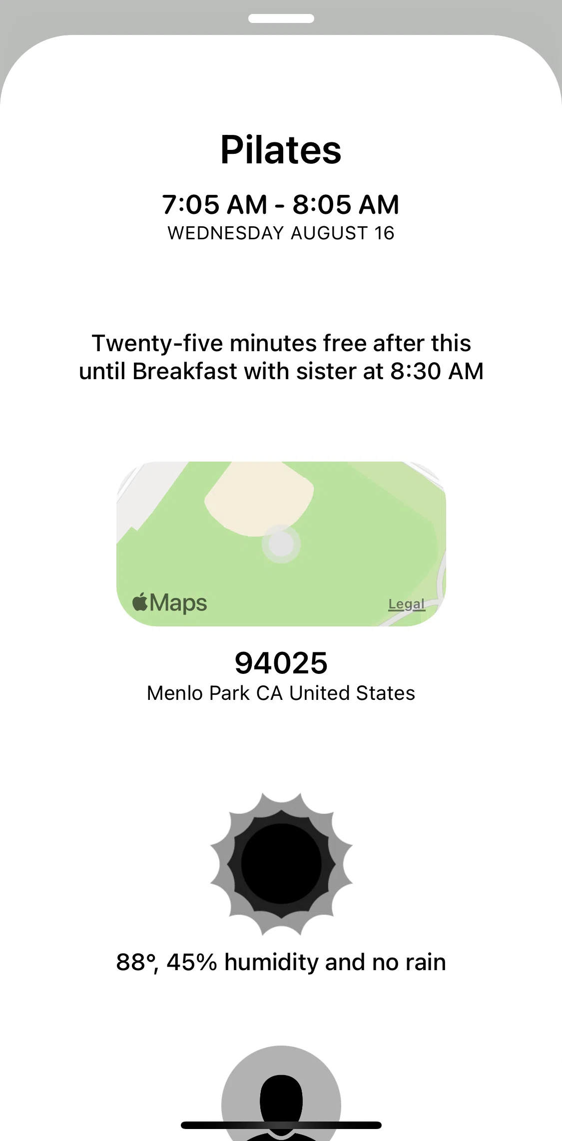 Timepage Screen screen in the Adding a friend to an event flow