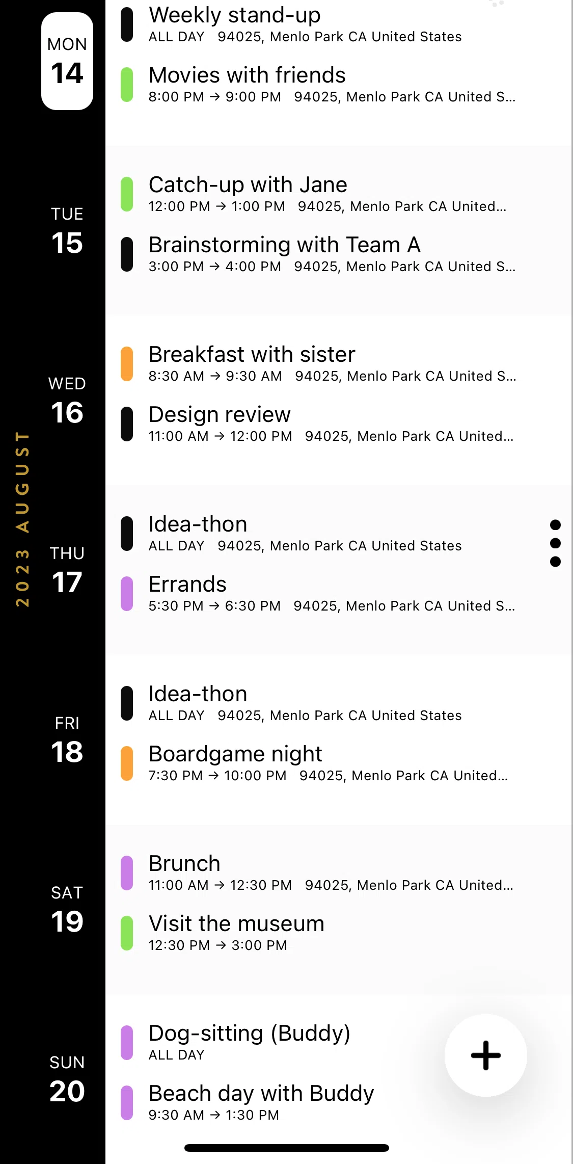 Timepage Screen screen in the Adding an event flow