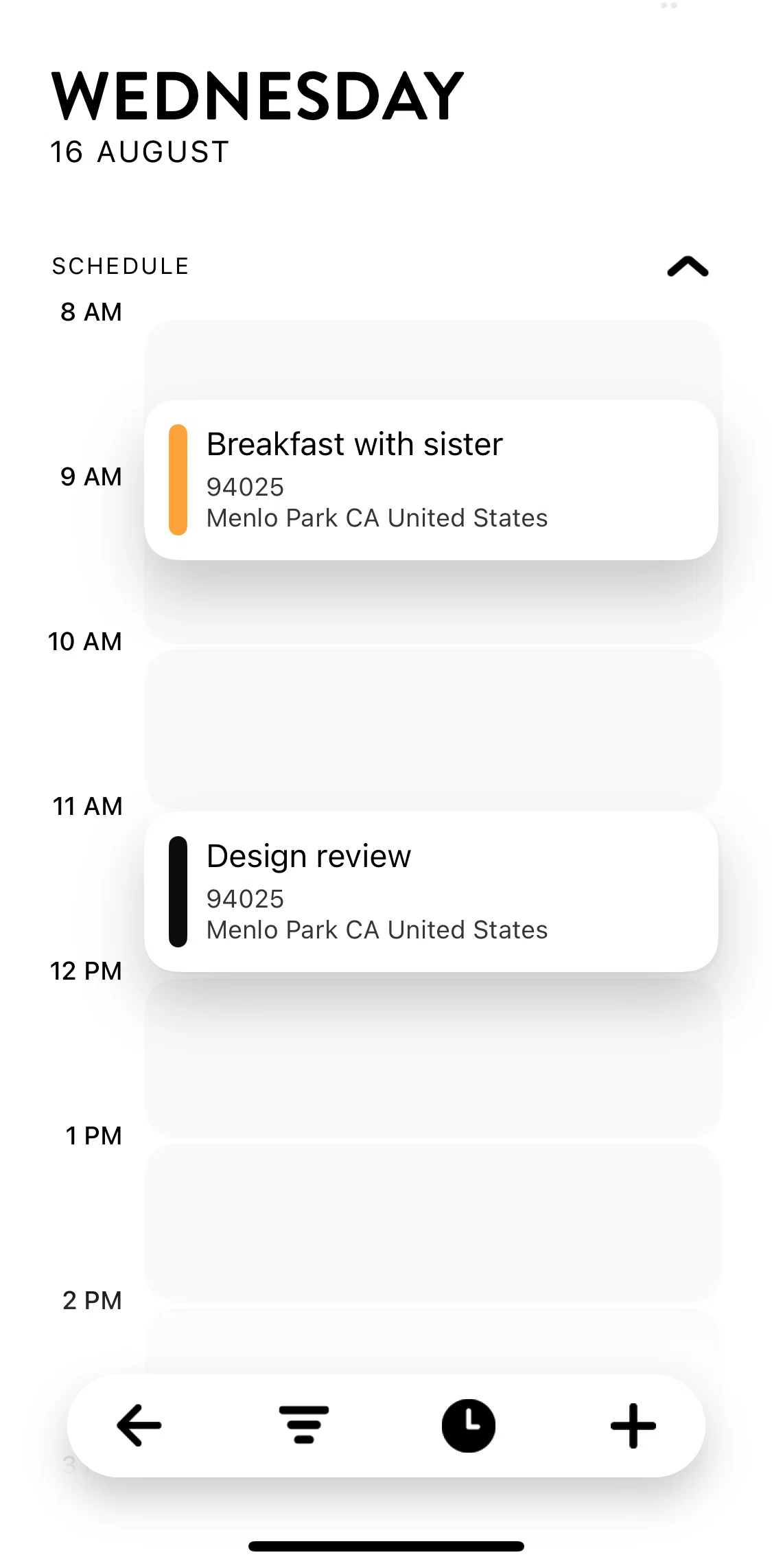 Timepage Screen screen in the Updating layout settings flow