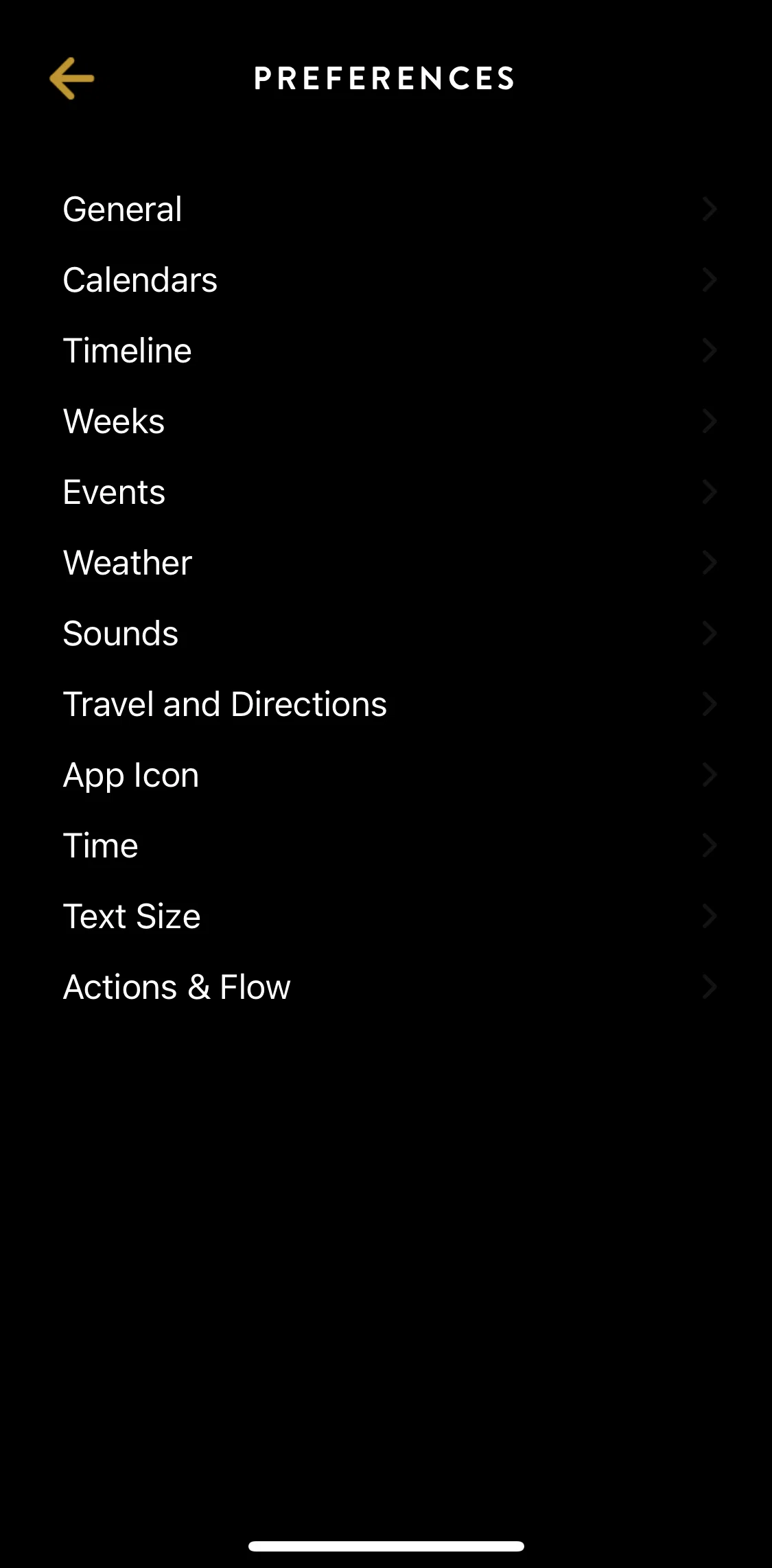 Timepage Screen screen in the Updating travel and directions preferences flow