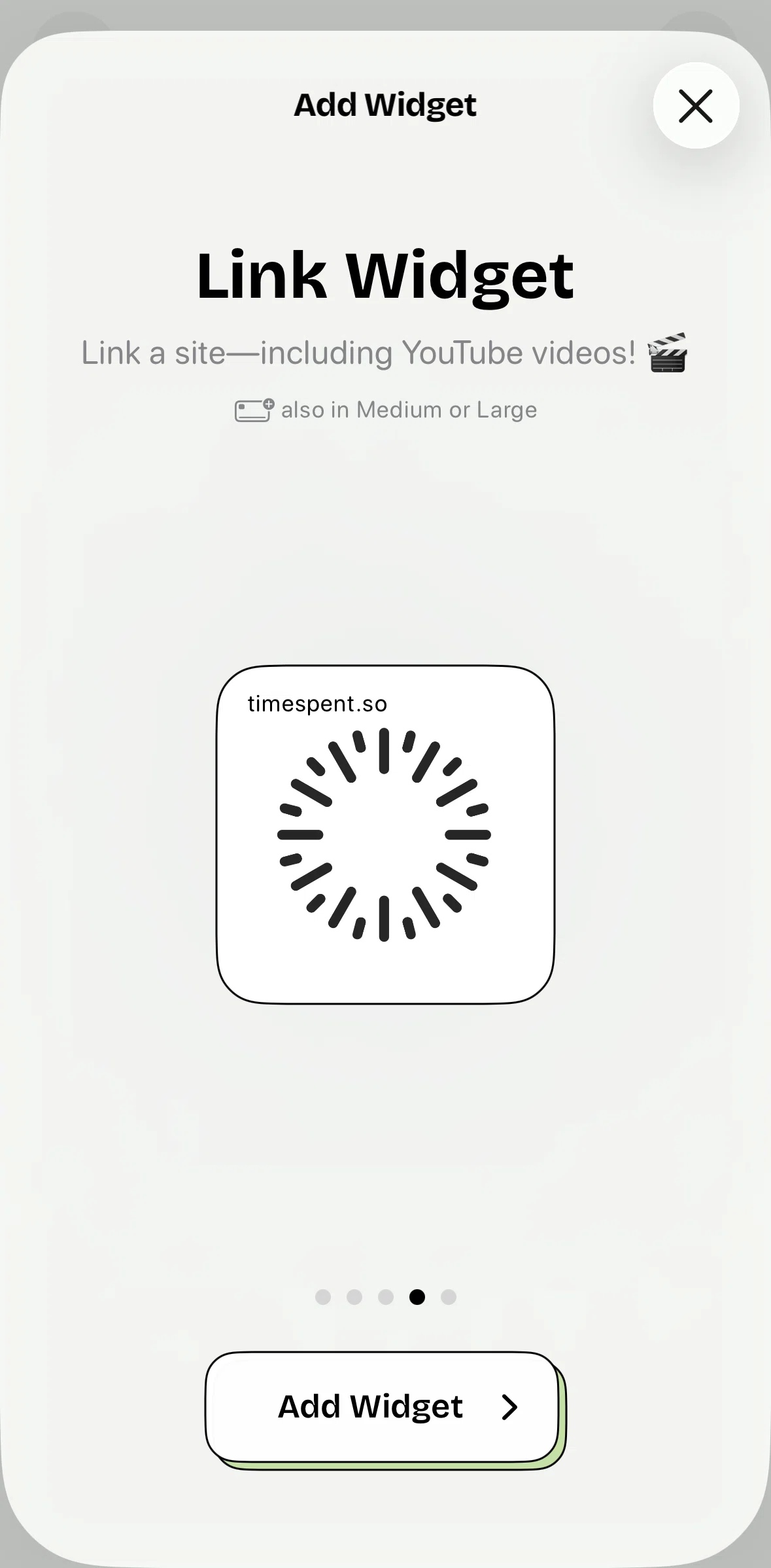timespent Screen screen in the Adding a link widget flow