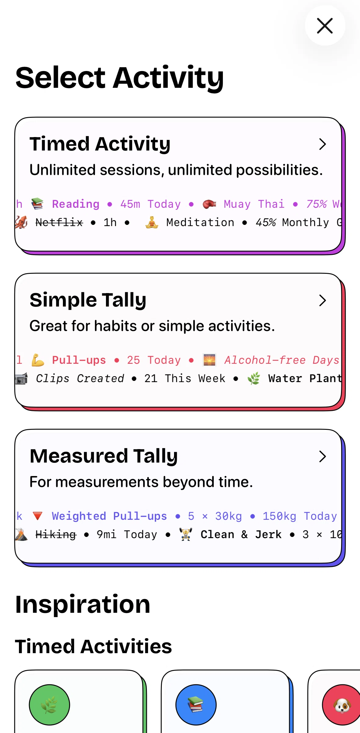 timespent Screen screen in the Adding an activity flow