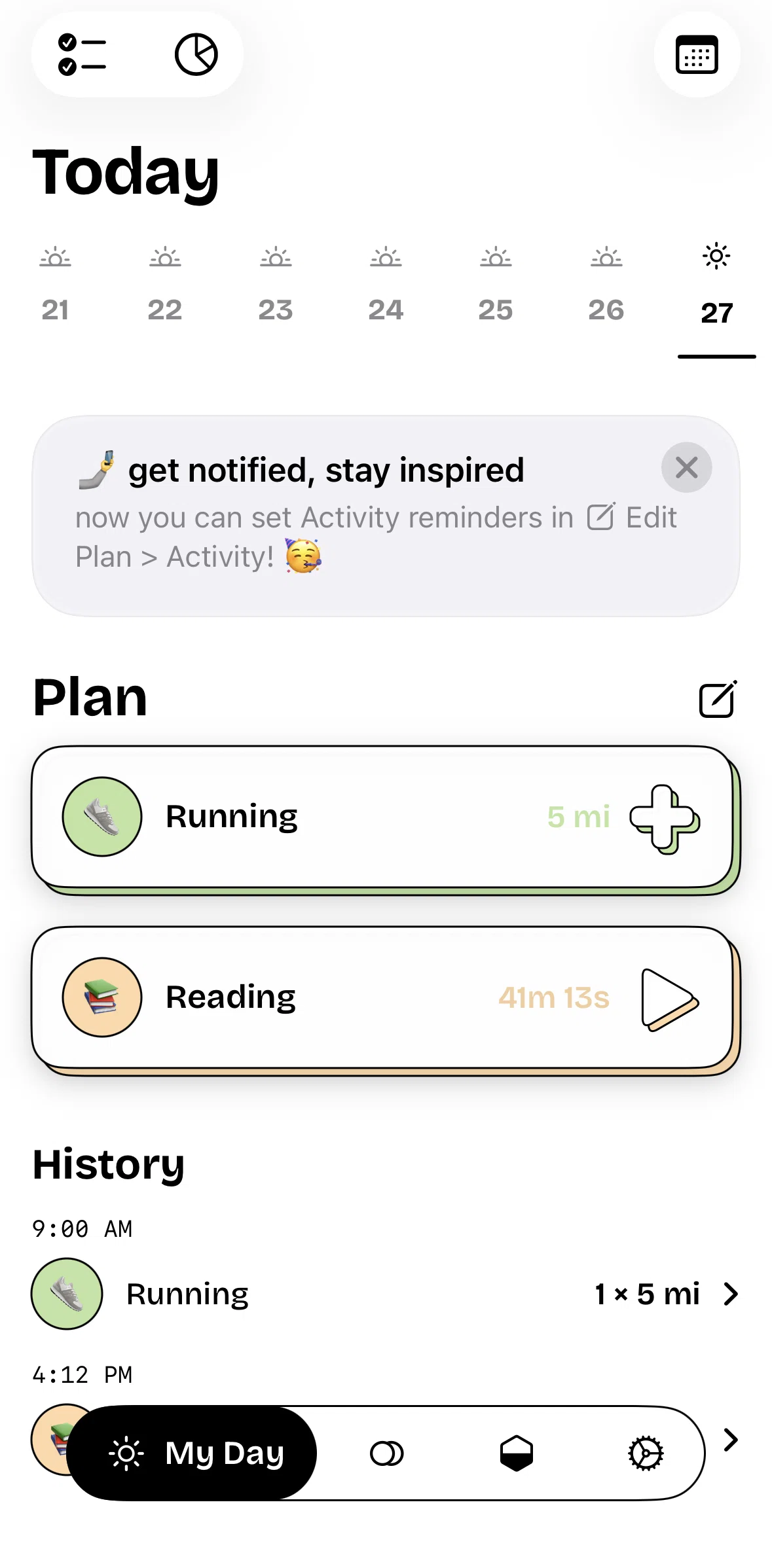 timespent Screen screen in the Completing an activity flow
