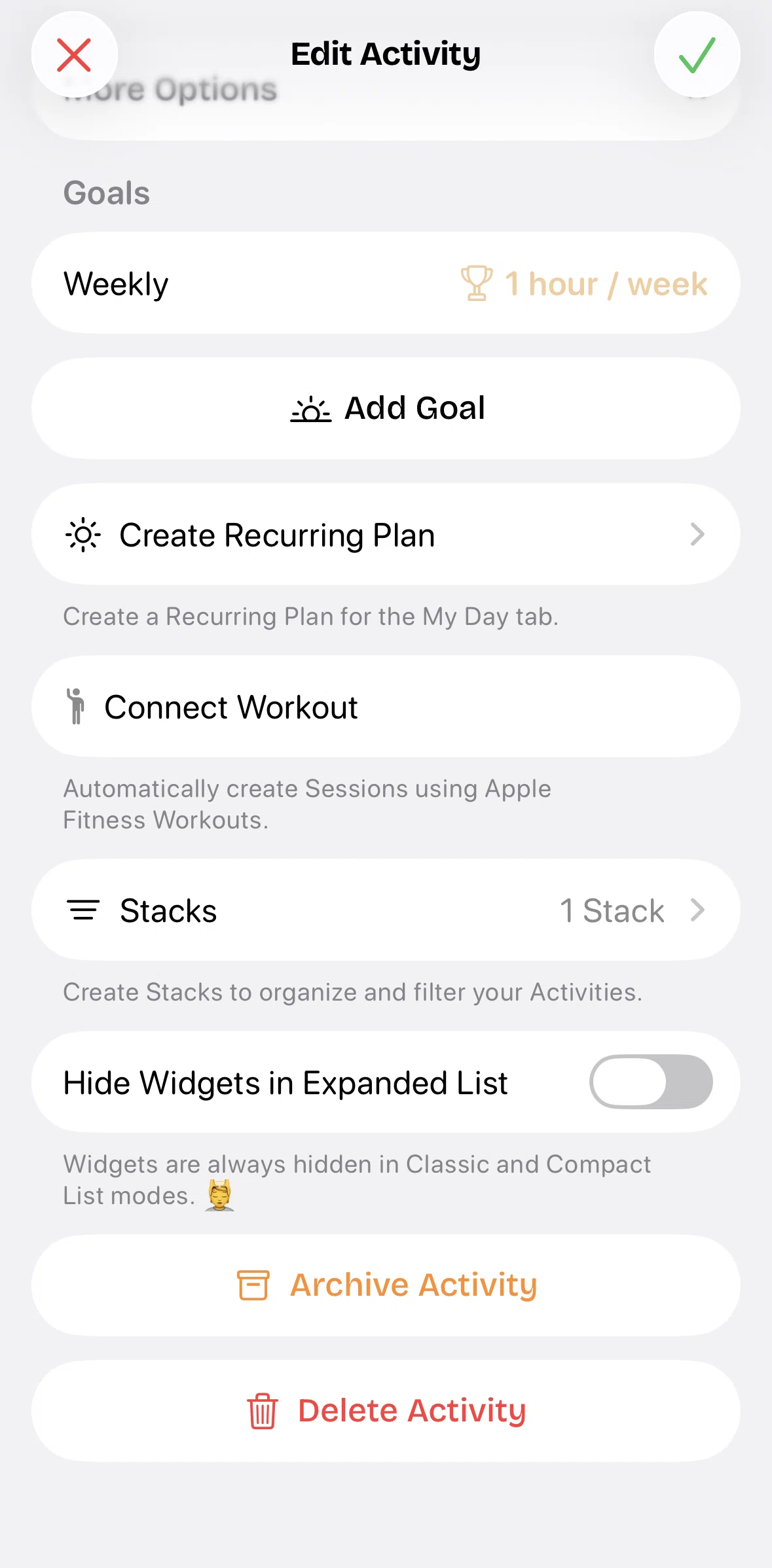 timespent Screen screen in the Deleting an activity flow