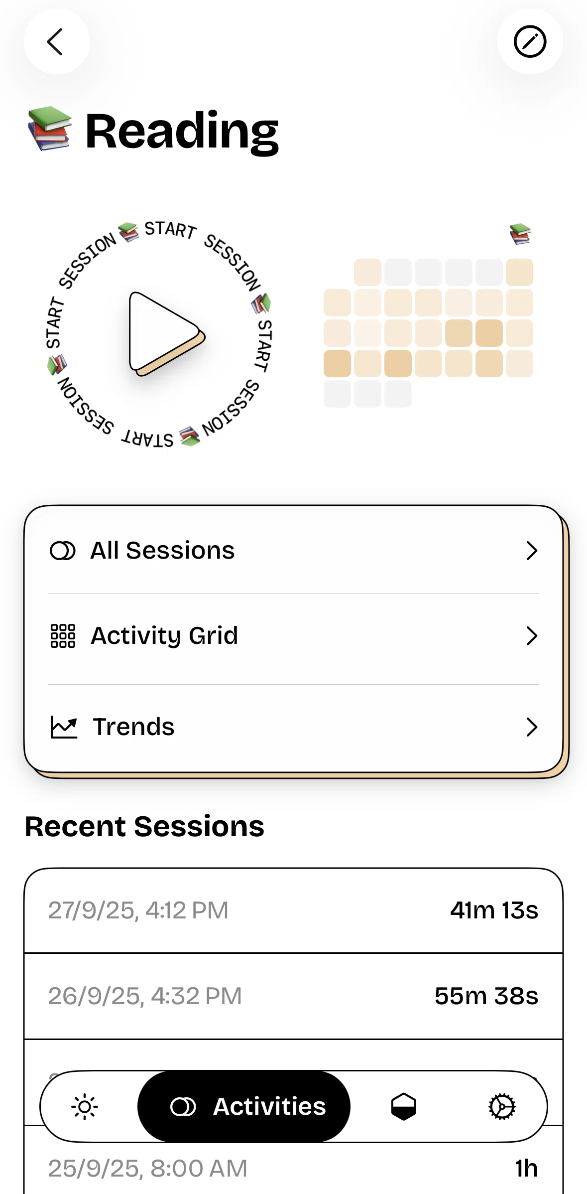 timespent Screen screen in the Edit activity flow