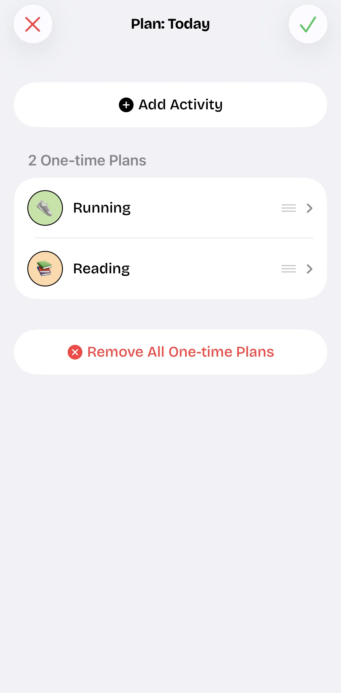 timespent Screen screen in the Reordering activities flow