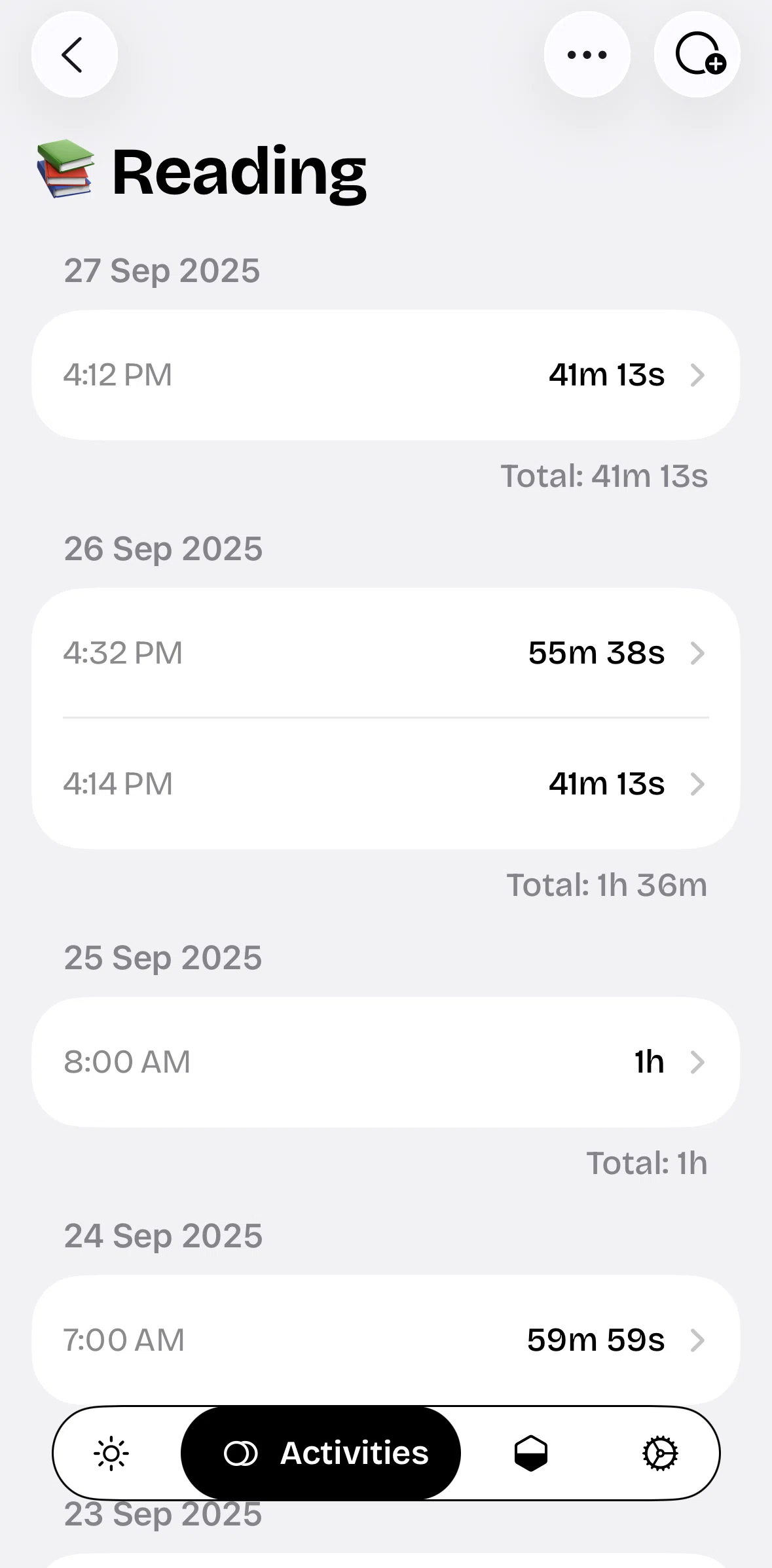 timespent Screen screen in the Sorting sessions flow