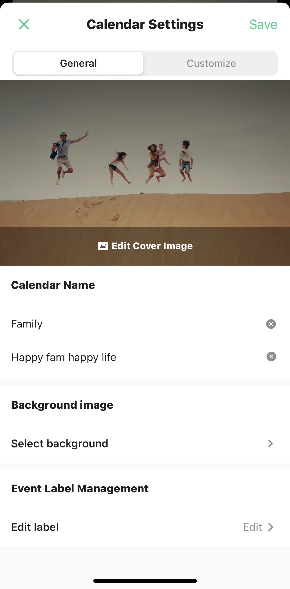 TimeTree Screen screen in the Changing calendar background flow